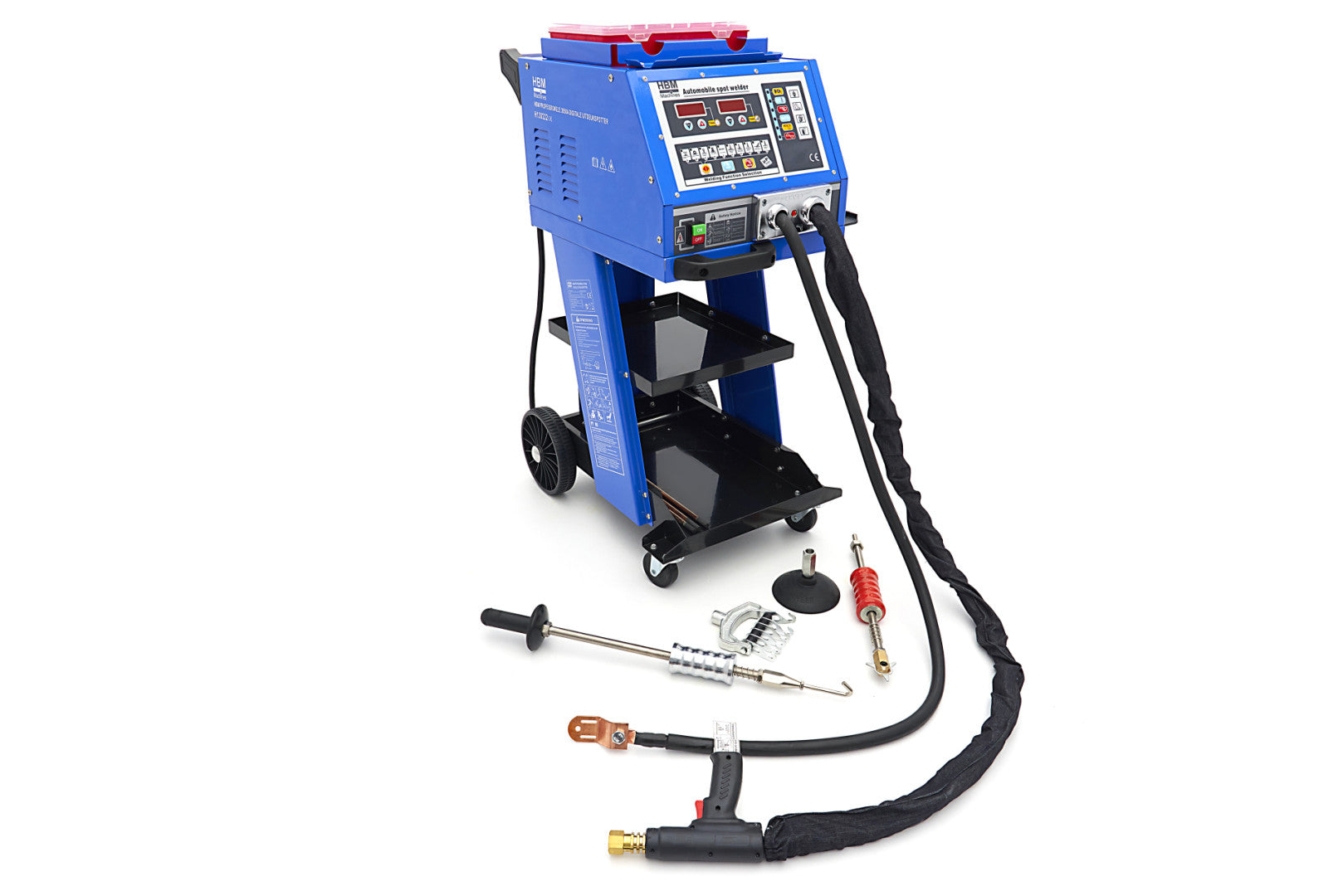 Kit estrattore per carrozzeria 230 V, stazione saldatrice per rimozione ammaccature a punti 5 modalità di saldatura, kit di strumento per riparazione ammaccature carrozzeria per auto camion moto, digitale 3850 A HBM