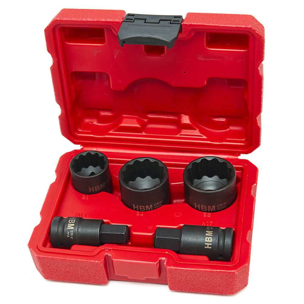 Set di chiavi e bussole a impatto 1/2" esagonali, per ingranaggio planetario motore, 24-30-32" mm, VAG