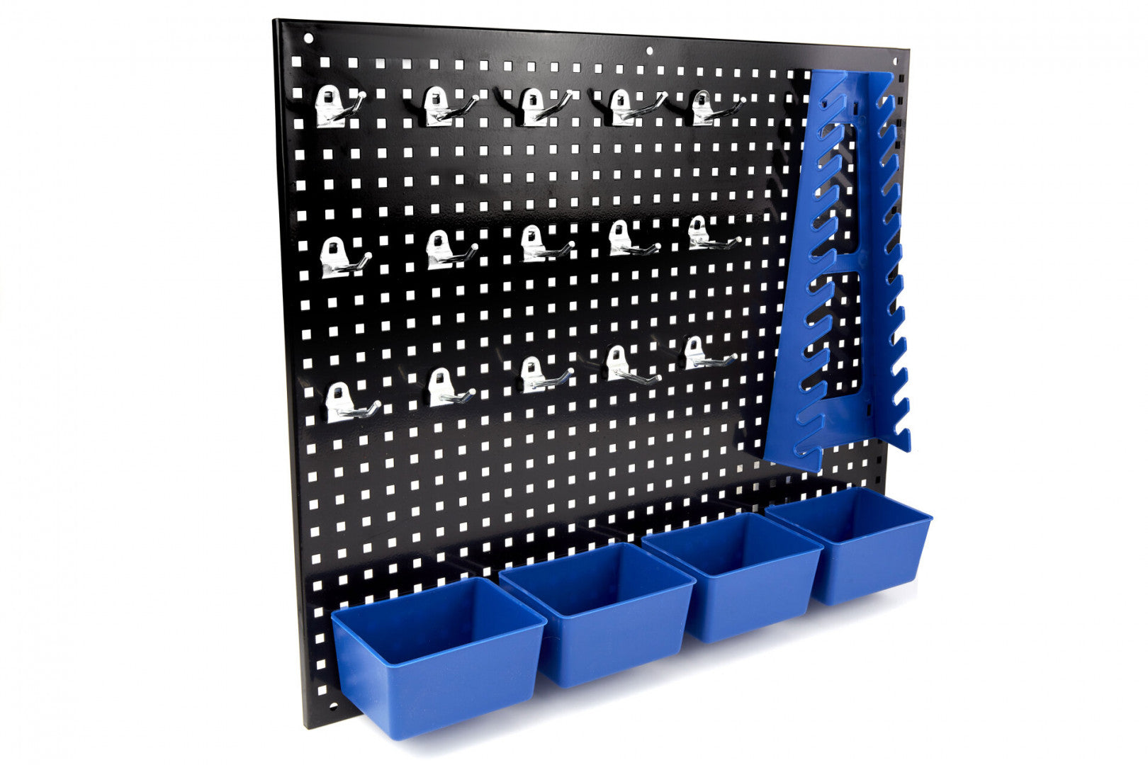 Pannello forato portautensili, pannello portaoggetti con 2 pannelli, 32 ganci e sostegni, espandibile, adattabile, per garage e officina, pannello porta attrezzi da parete, in acciaio, 110 x 45 cm Hbm Machines Olanda