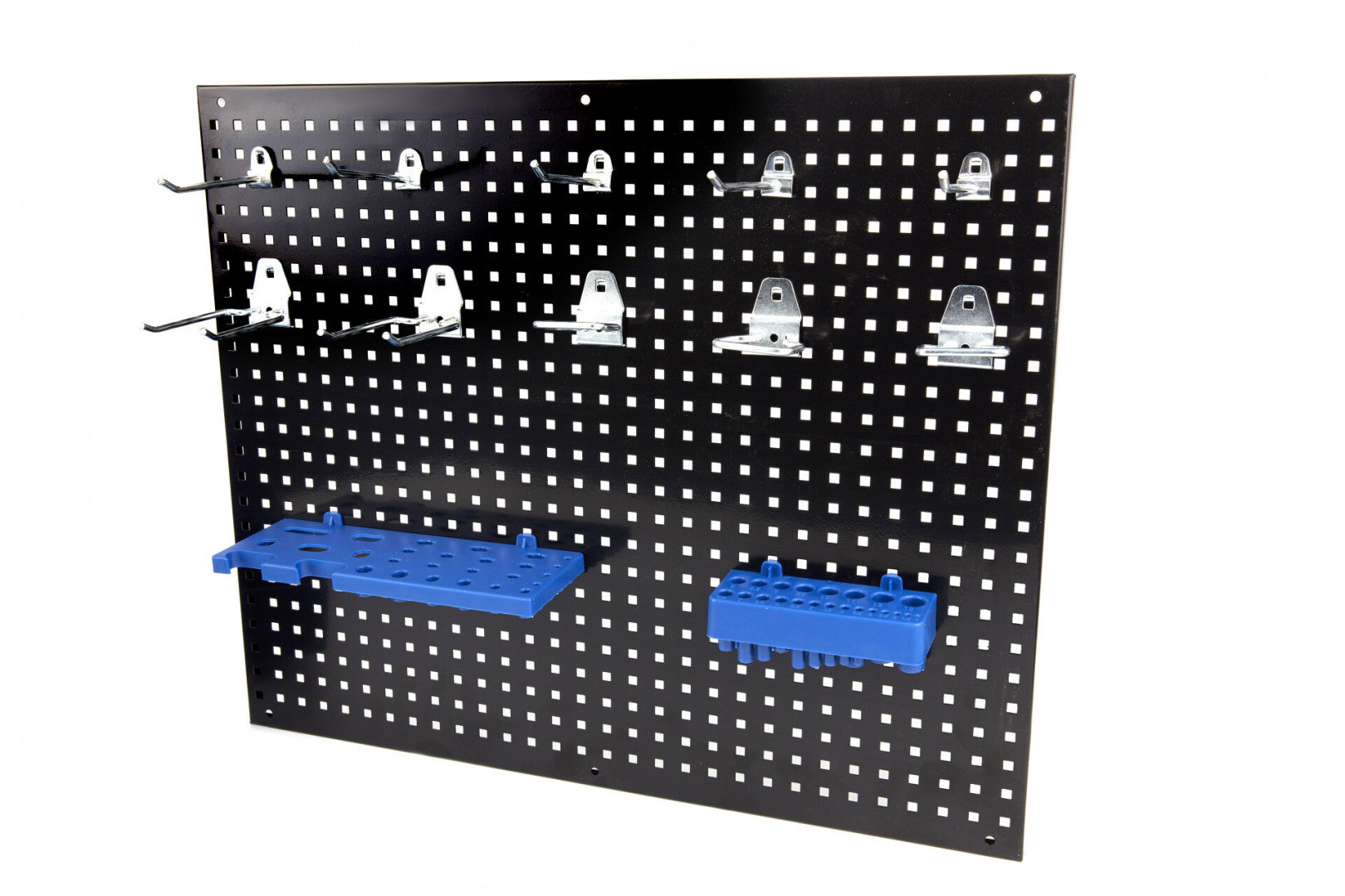 Pannello forato portautensili, pannello portaoggetti con 2 pannelli, 32 ganci e sostegni, espandibile, adattabile, per garage e officina, pannello porta attrezzi da parete, in acciaio, 110 x 45 cm Hbm Machines Olanda