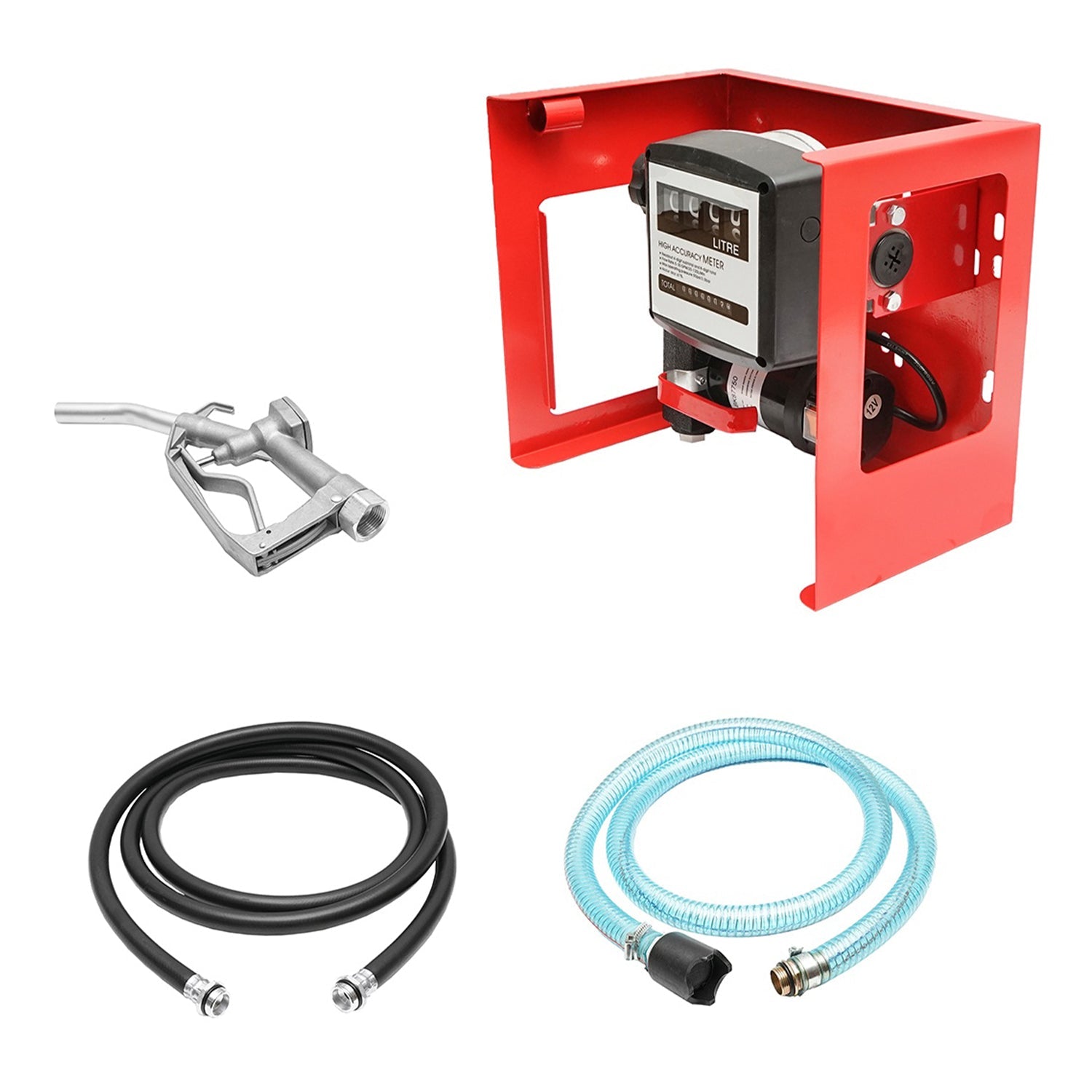 Kit pompa travaso gasolio 40 l/min, pompa elettrica gasolio con filtro diesel - elettrica 12V