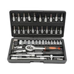 Set di bussole con cricchetto, poligonali, estensibile, (snodo 1/4