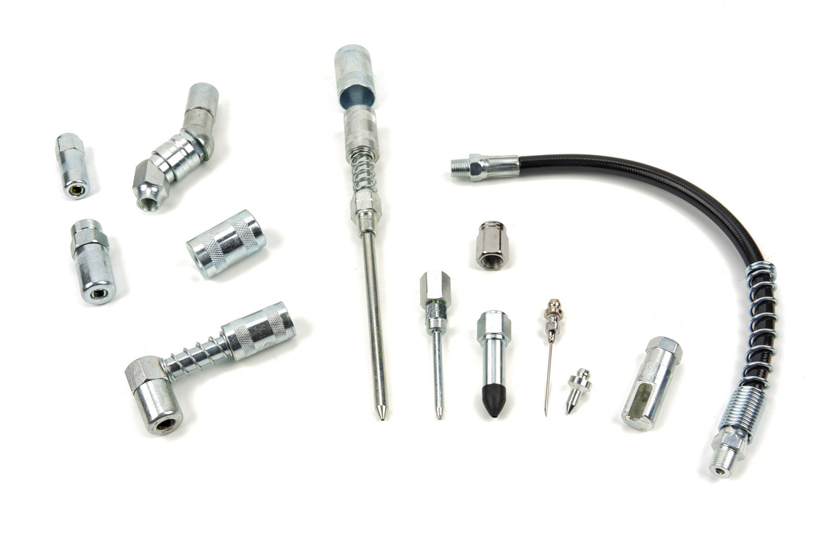 Kit testina ingrassatore professionale – set accessori con accoppiatore, adattatore 90°, tubo flessibile 25 cm, testina ingrassatore, ugello sottile, aghi iniettori & pulitore, kit adattatore per pistola per grasso, Hbm