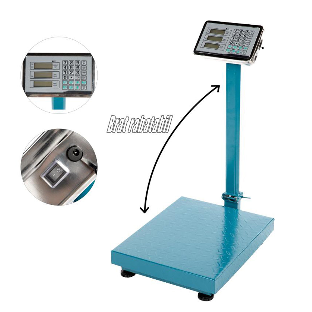 Bilancia a piattaforma pieghevole e display LCD, portata 350 kg