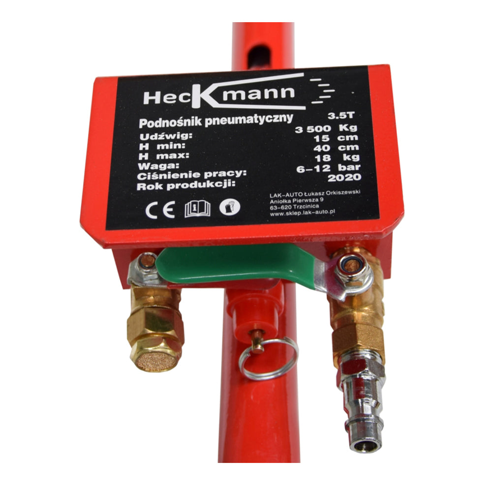 Cric ad aria compressa, 3,5 tonnellate/3500 kg, cric airbag, cric pneumatico da sollevamento pneumatico con maniglia per auto, garage, sollevamento 15-40 cm