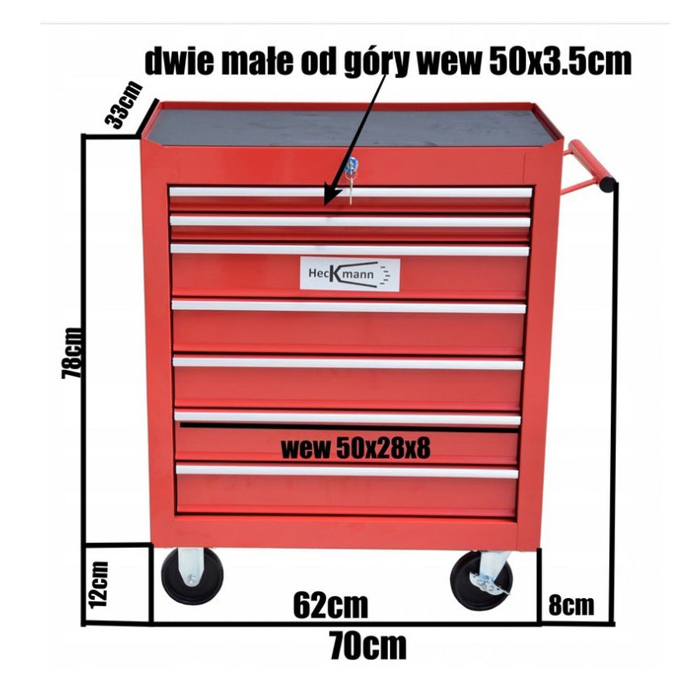 Carrello-armadietto metallico portautensili porta attrezzi multifunzione con 7 cassetti e ruote mobile 78 × 62 × 33 cm organizzatore per officina garage