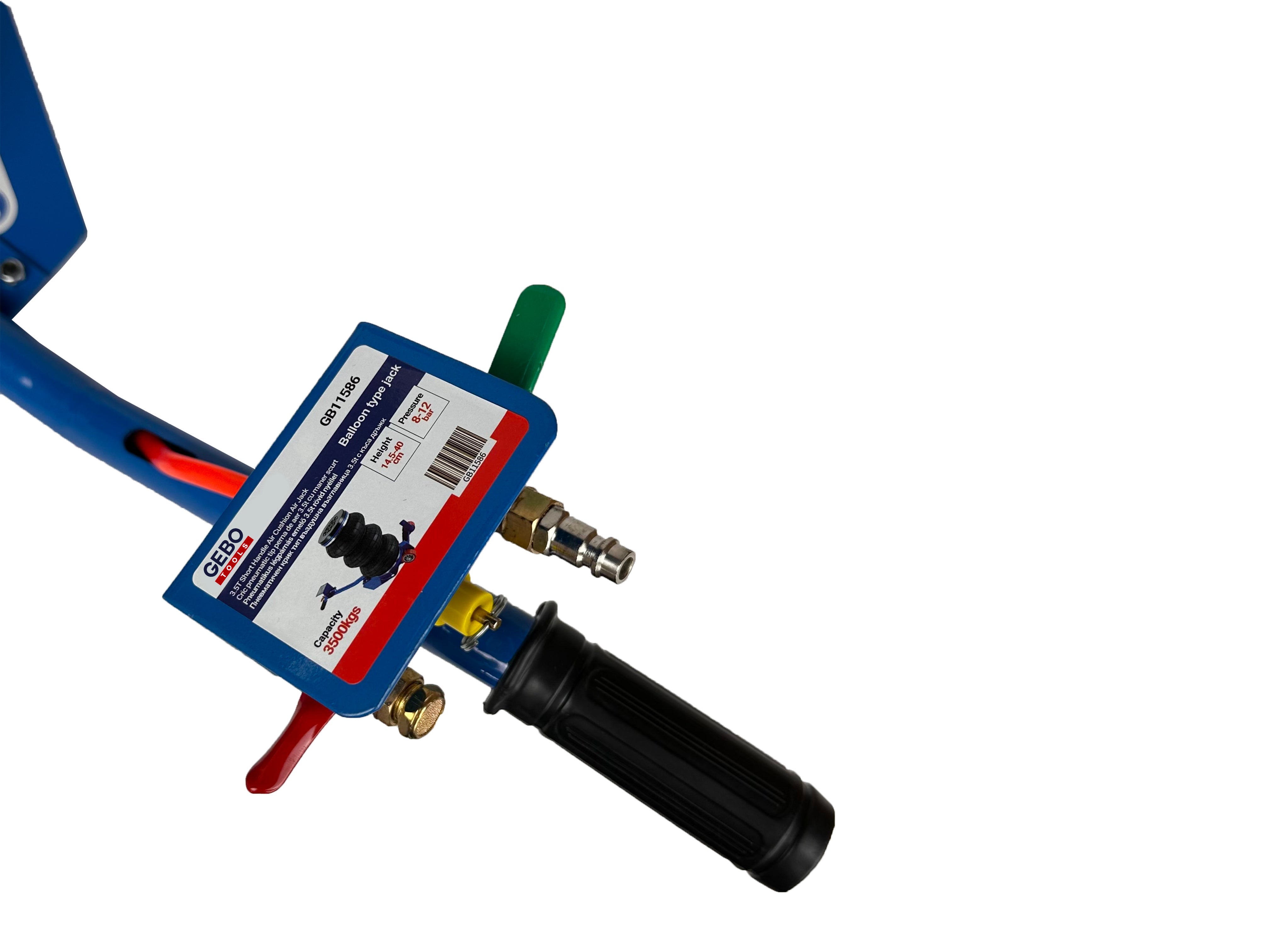 Cric ad aria compressa, 3,5 tonnellate/3500 kg, cric airbag, cric pneumatico da sollevamento pneumatico con maniglia corta per auto, garage, sollevamento 14,5-40 cm, Gebo Tools