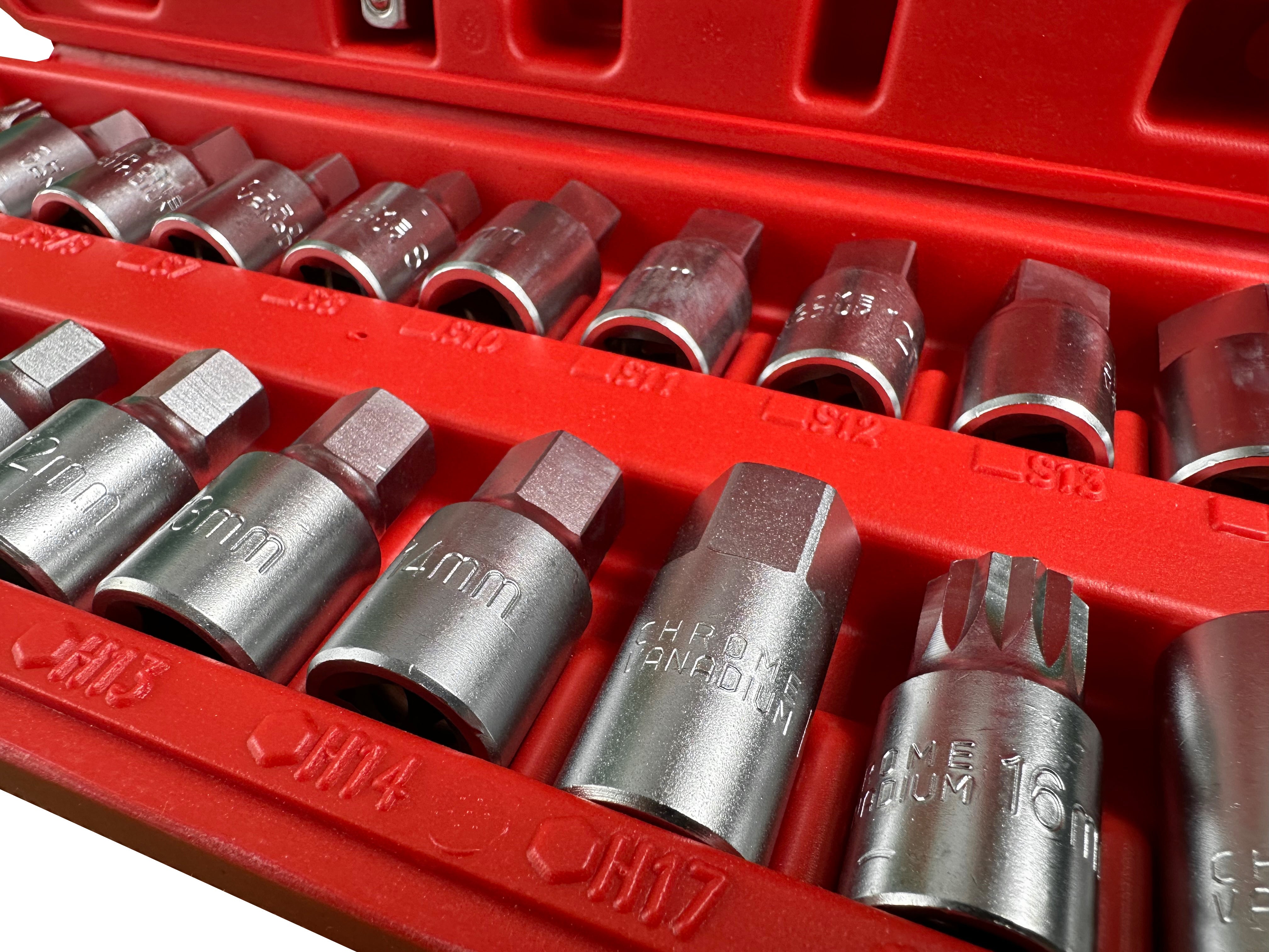 Set chiavi bussole set olio tappo di scarico noci 21 pezzi, set di chiavi a bussola per coppa dell'olio, attrezzi per auto e autocarri officina, Gebo Tools