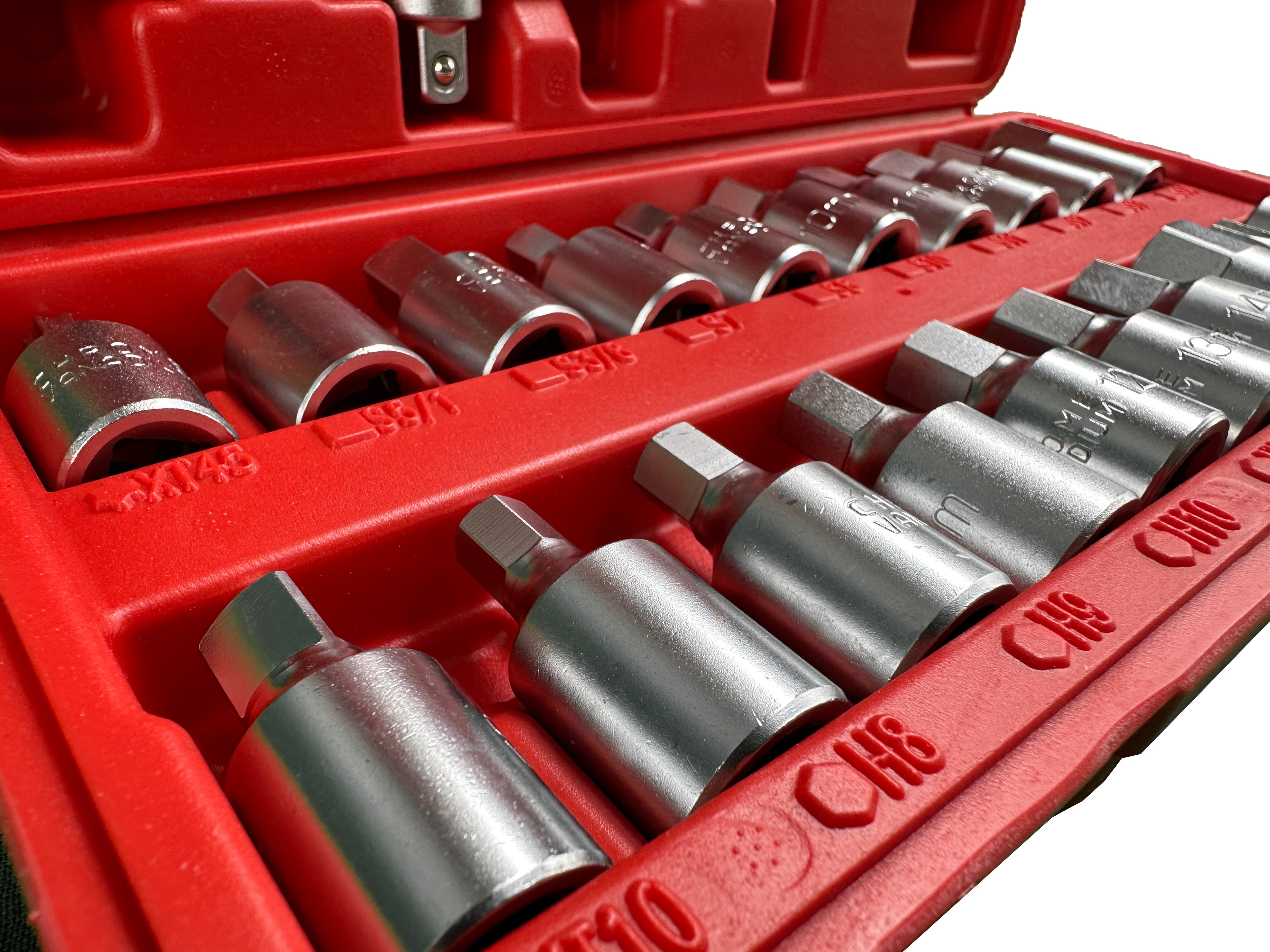 Set chiavi bussole set olio tappo di scarico noci 21 pezzi, set di chiavi a bussola per coppa dell'olio, attrezzi per auto e autocarri officina, Gebo Tools