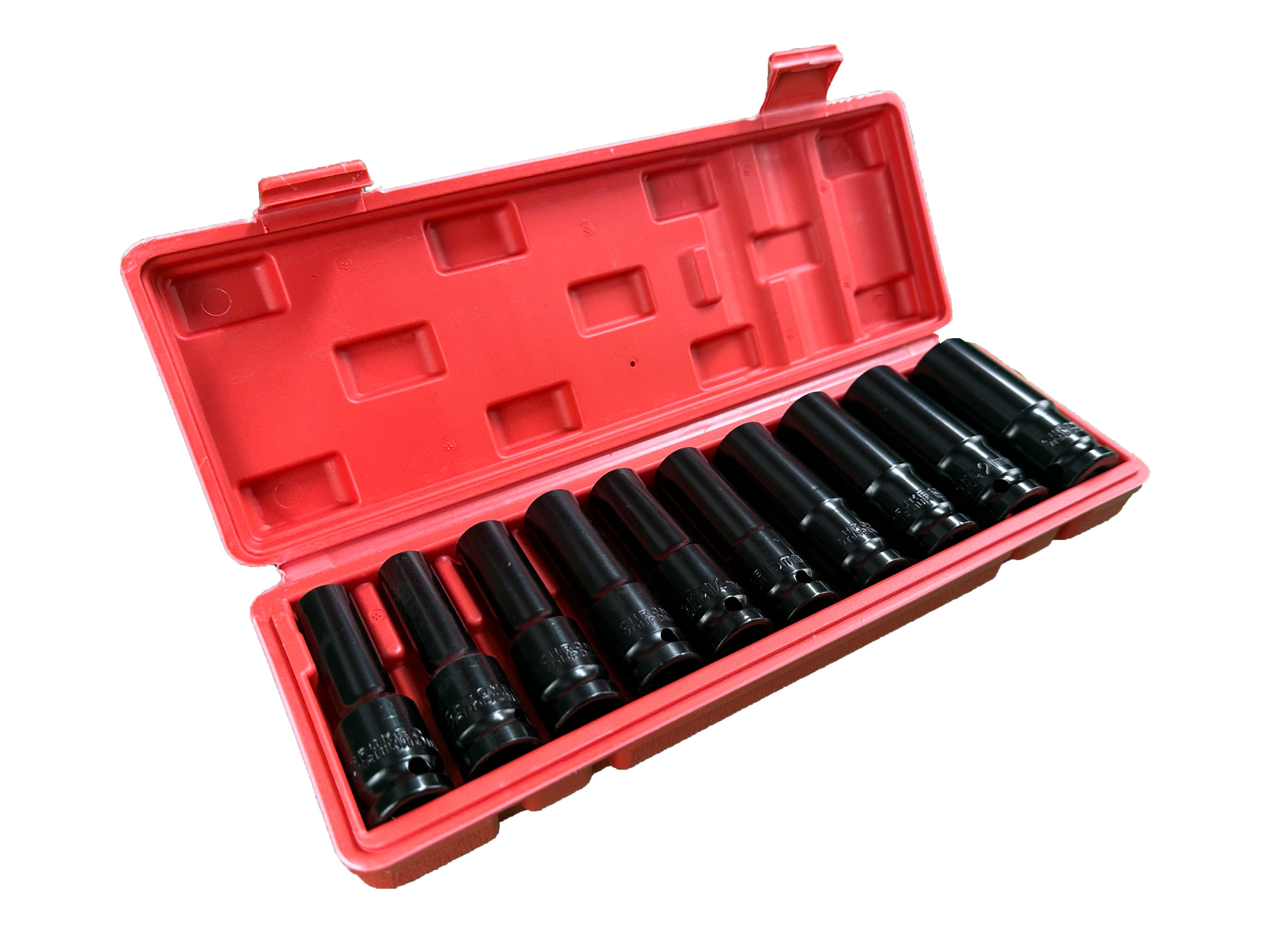 Chiavi a bussola lunghe 1/2", set bussole 8-24mm, bussole a impulsi, chiavi a bussola a impatto per riparazioni auto cambio gomme, 10 pezzi Gebo Tools