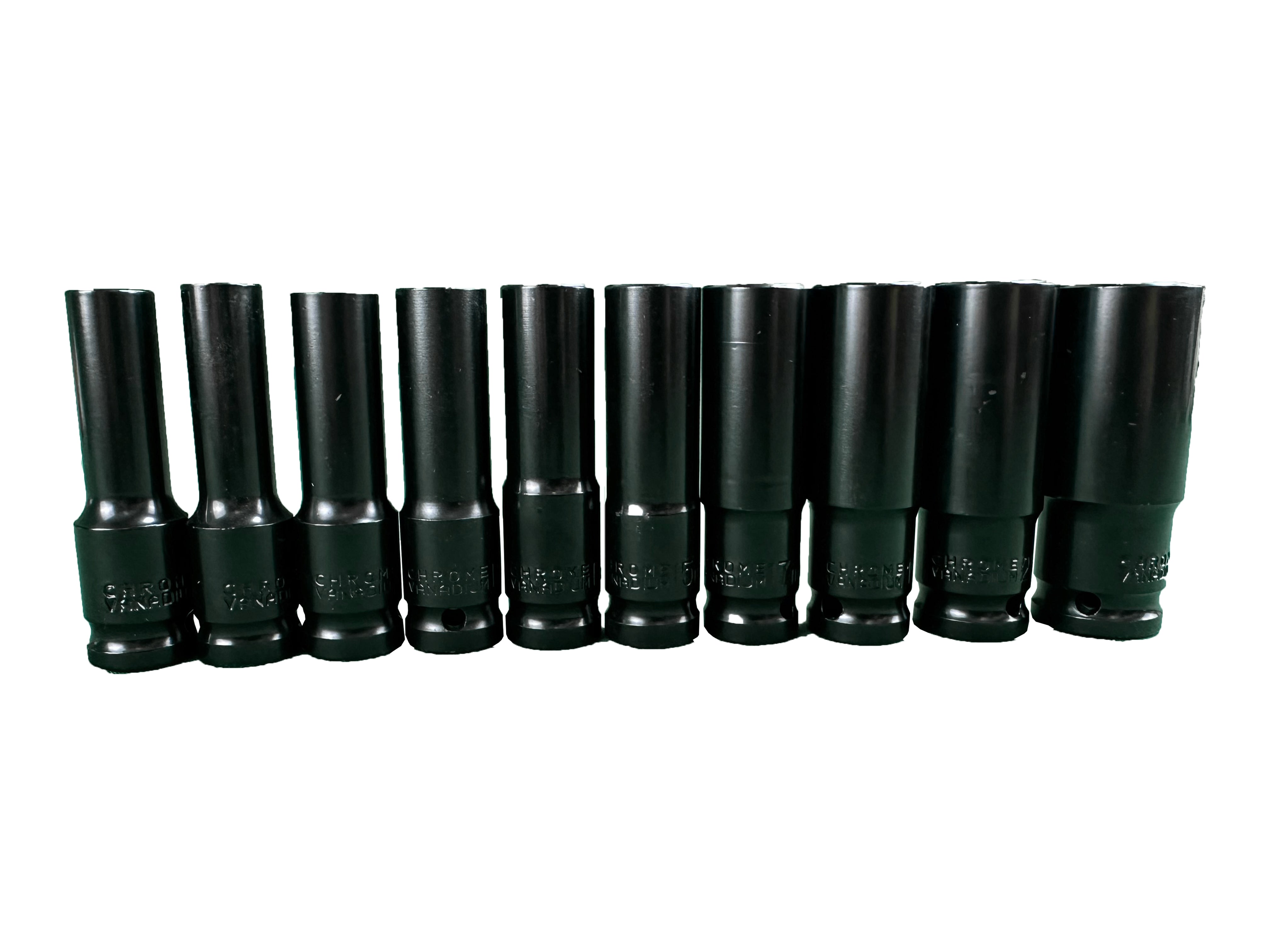 Chiavi a bussola lunghe 1/2", set bussole 8-24mm, bussole a impulsi, chiavi a bussola a impatto per riparazioni auto cambio gomme, 10 pezzi Gebo Tools