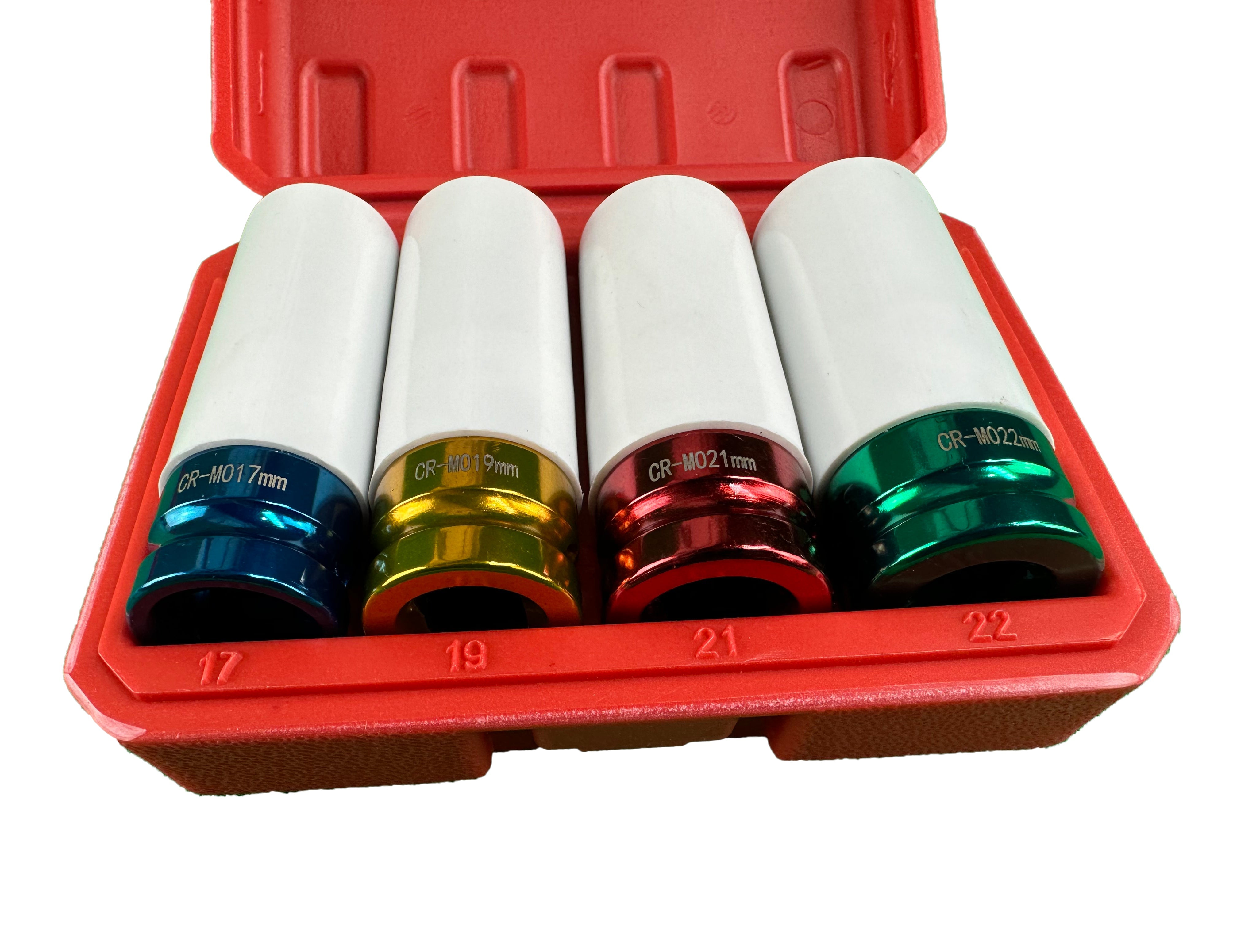 Set di 4 chiavi a bussola per cerchi in lega, 1/2" per avvitatore a impulsi, da 17 - 22 mm Gebo Tools