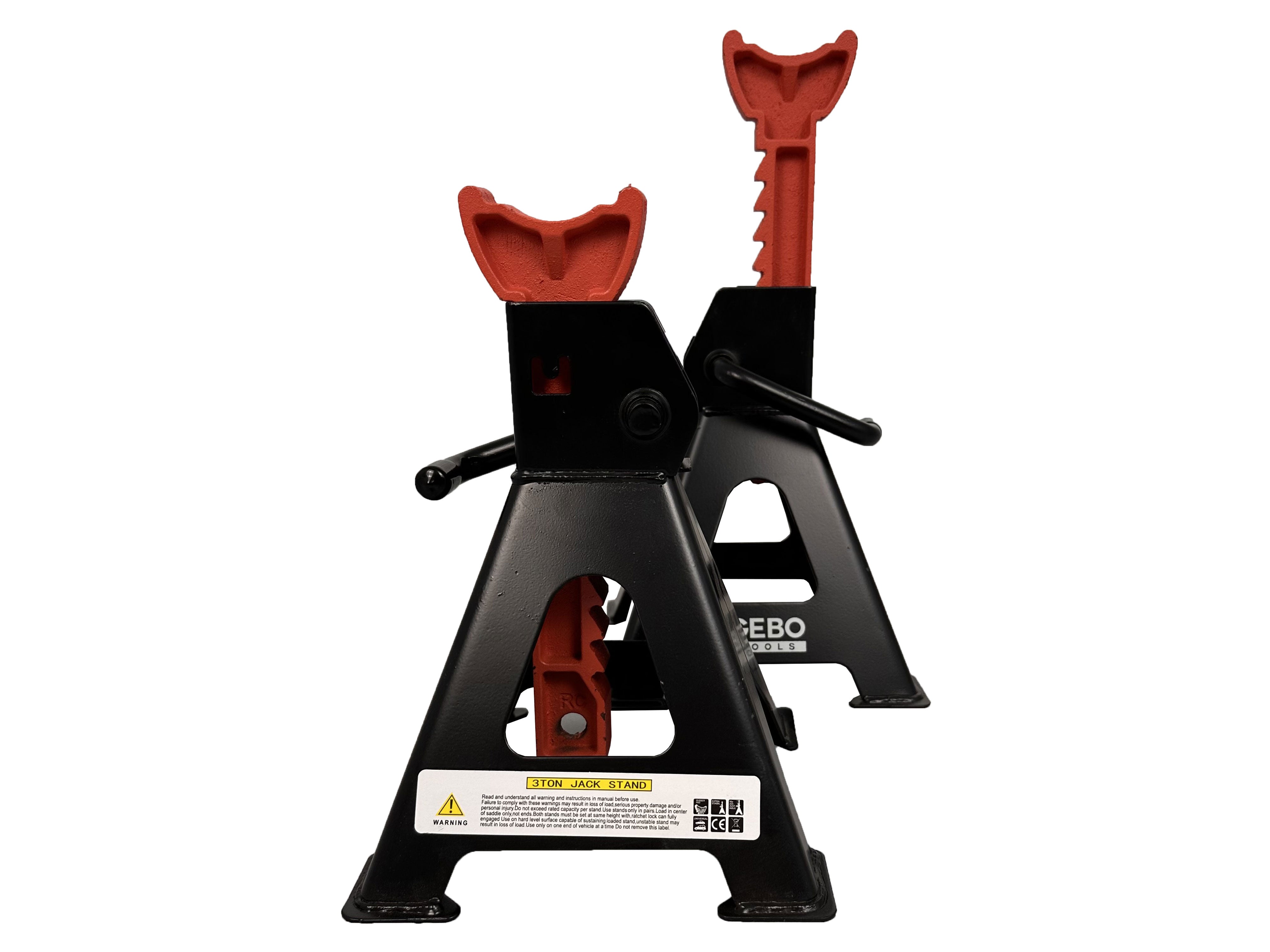 Set cavalletti di sostegno per veicoli, capacità max 3 t, set cavalletti di supporto, colonnetta di sostegno professionale per auto, Gebo Tools