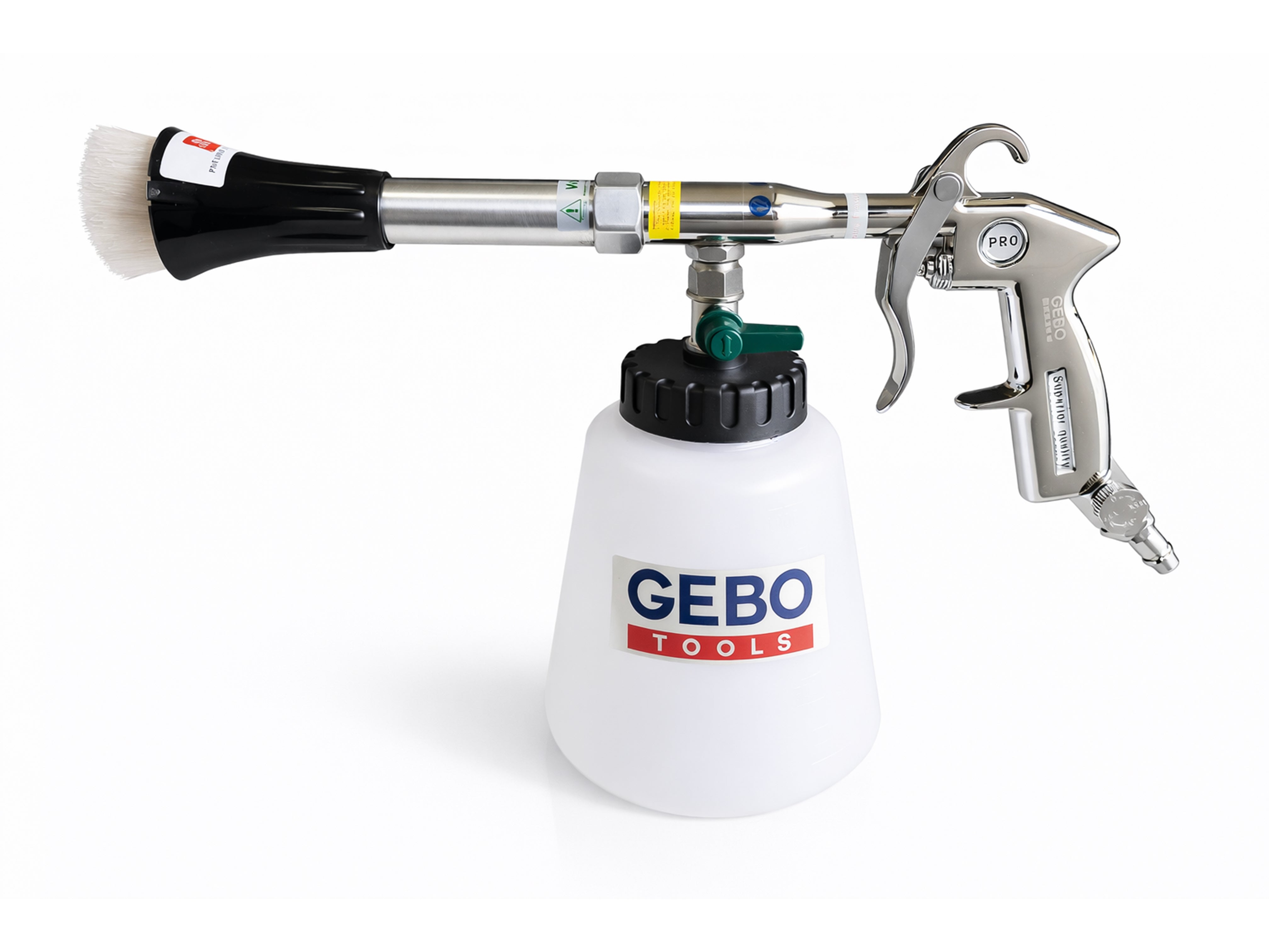 Pistola per lavaggio a secco con pistola ad aria compressa Tornador, pistola a soffiaggio a secco - pistola ad aria compressa - pistola per pulizia, con con adattatore vacuum, Gebo Tools