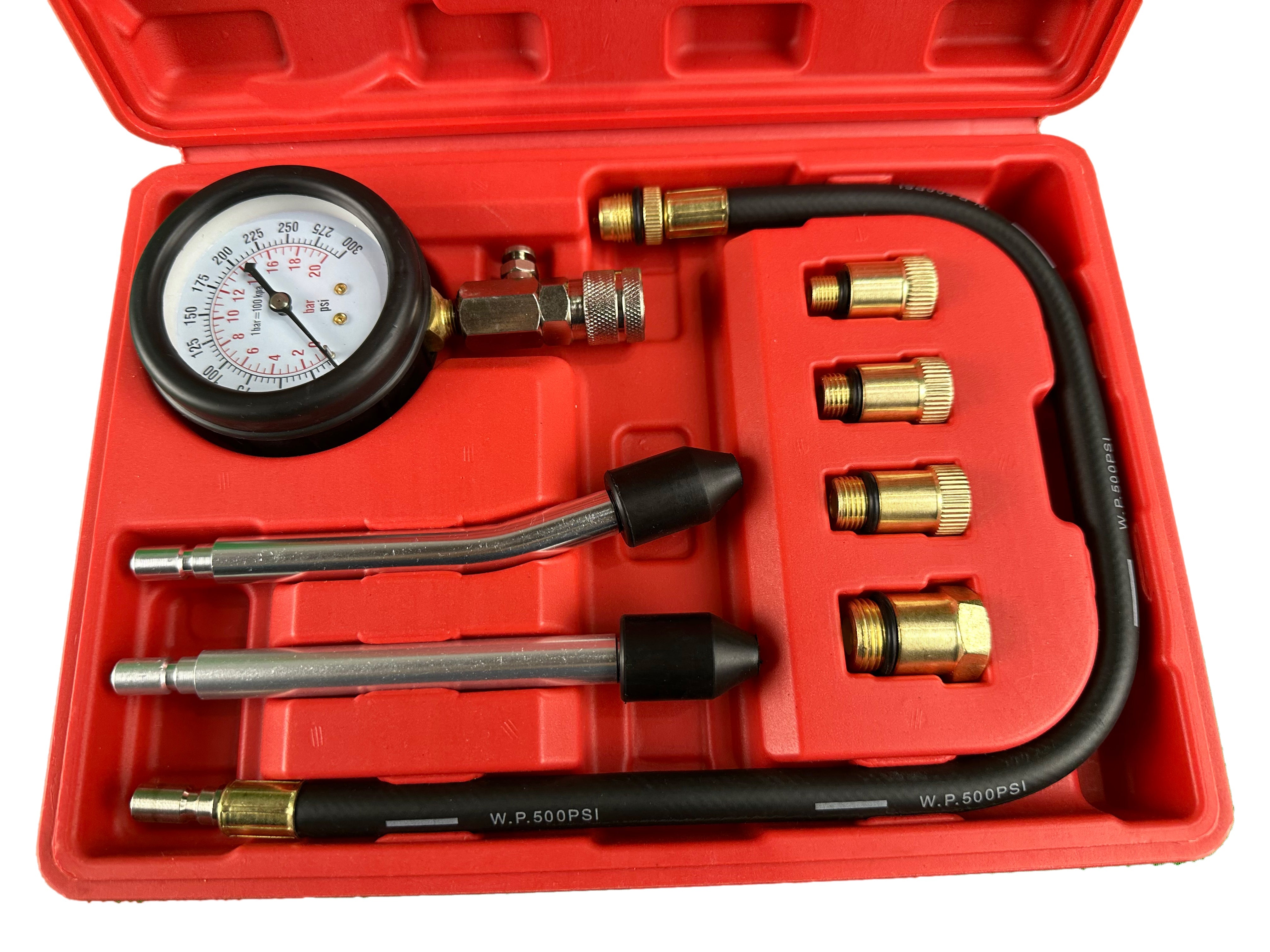 Set di tester compressione per motori a benzina, compressione motore per auto e camion, 0-20 bar, per ripristinare compressione motore, 8 pezzi Gebo Tools
