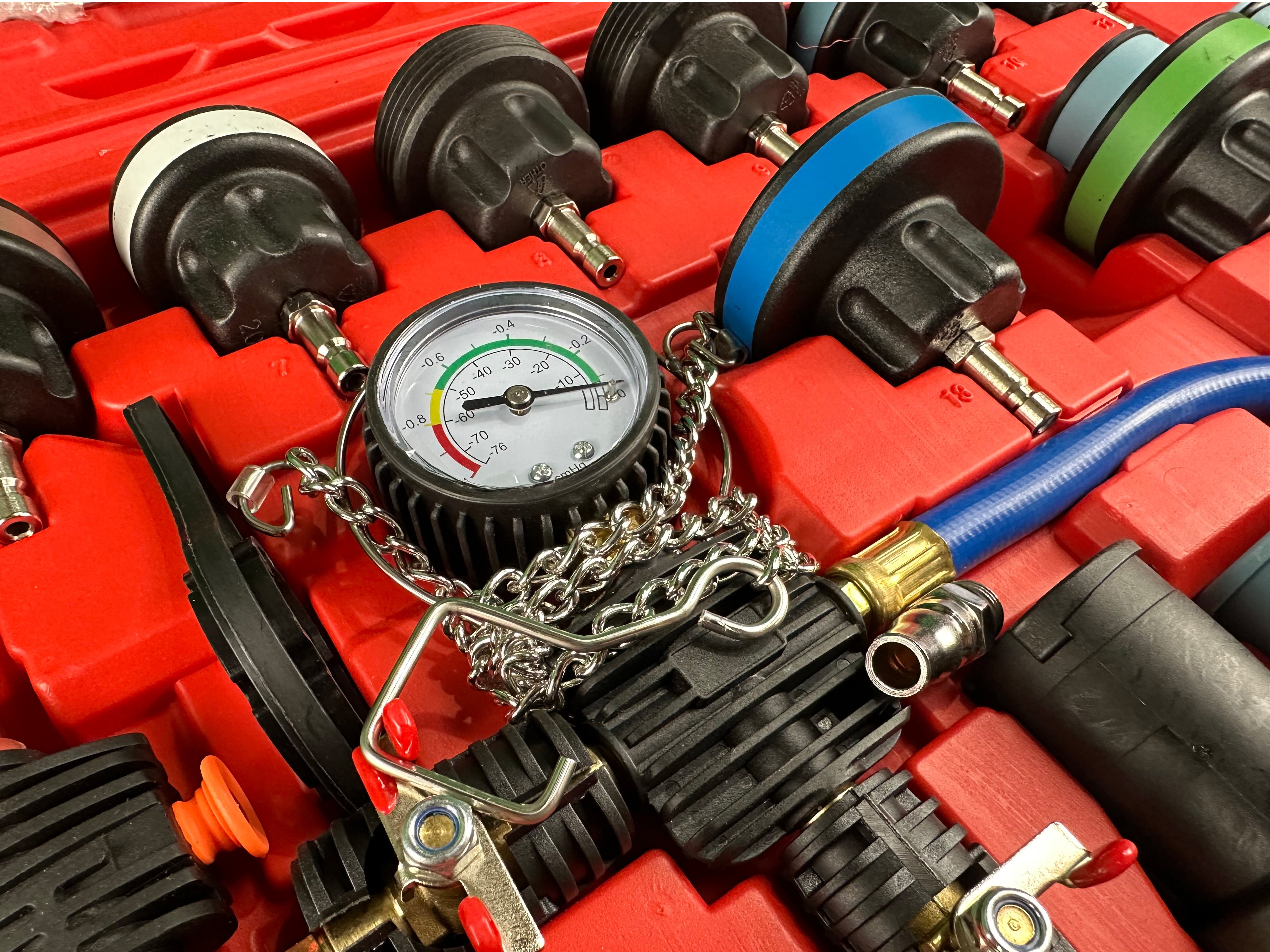 28 pz sistema di raffreddamento kit tester di pressione del radiatore, serbatoio dell'acqua universale rivelatore di perdite auto sistema di raffreddamento, tester kit con pompa booster manuale, Gebo Tools