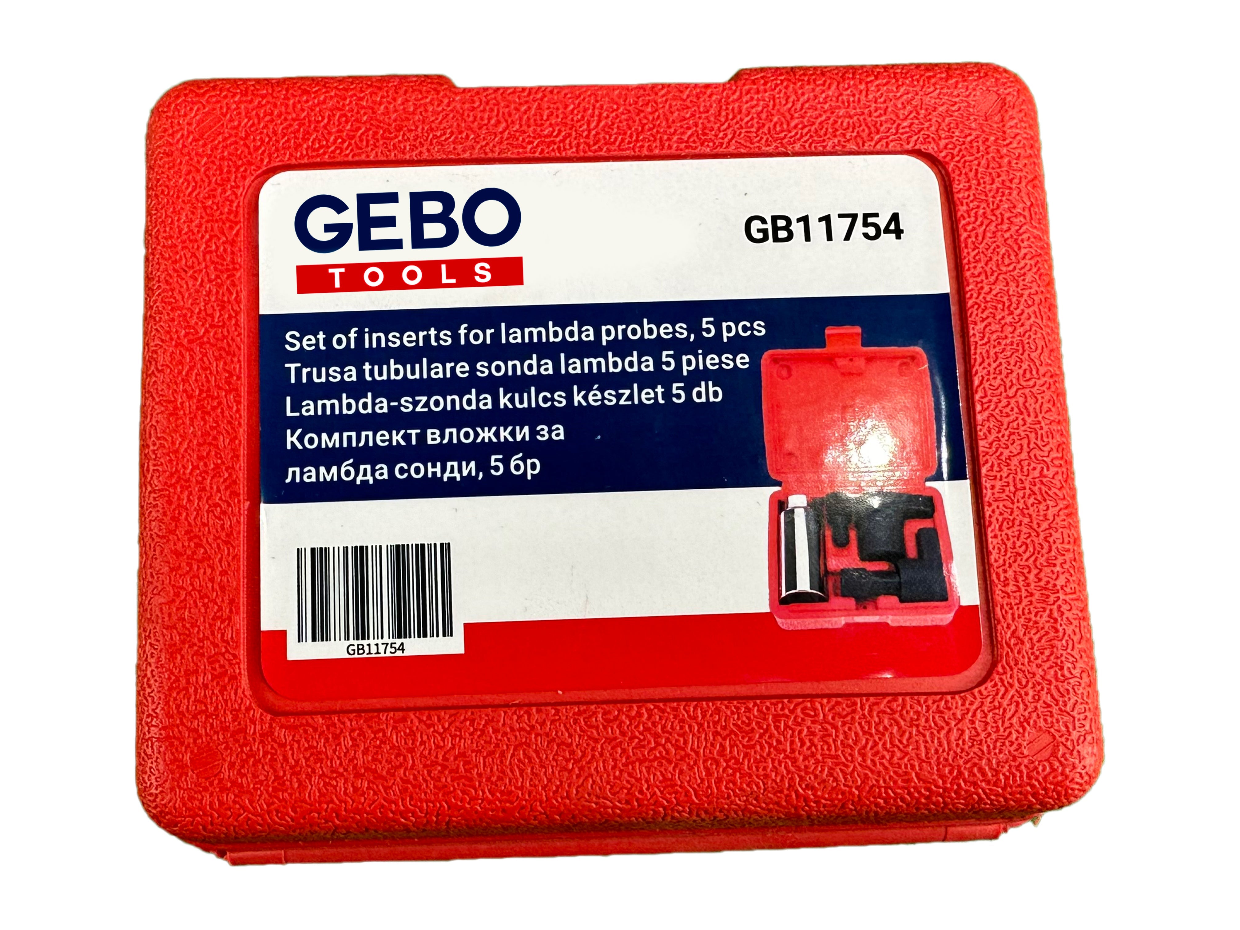 Set di 5 chiavi per sonde lambda 22mm, emulatore sonda lambda, riparazione filettatura, con attacco da 3/8 1/2 7/8" pollici, auto sonda lambda, Gebo Tools