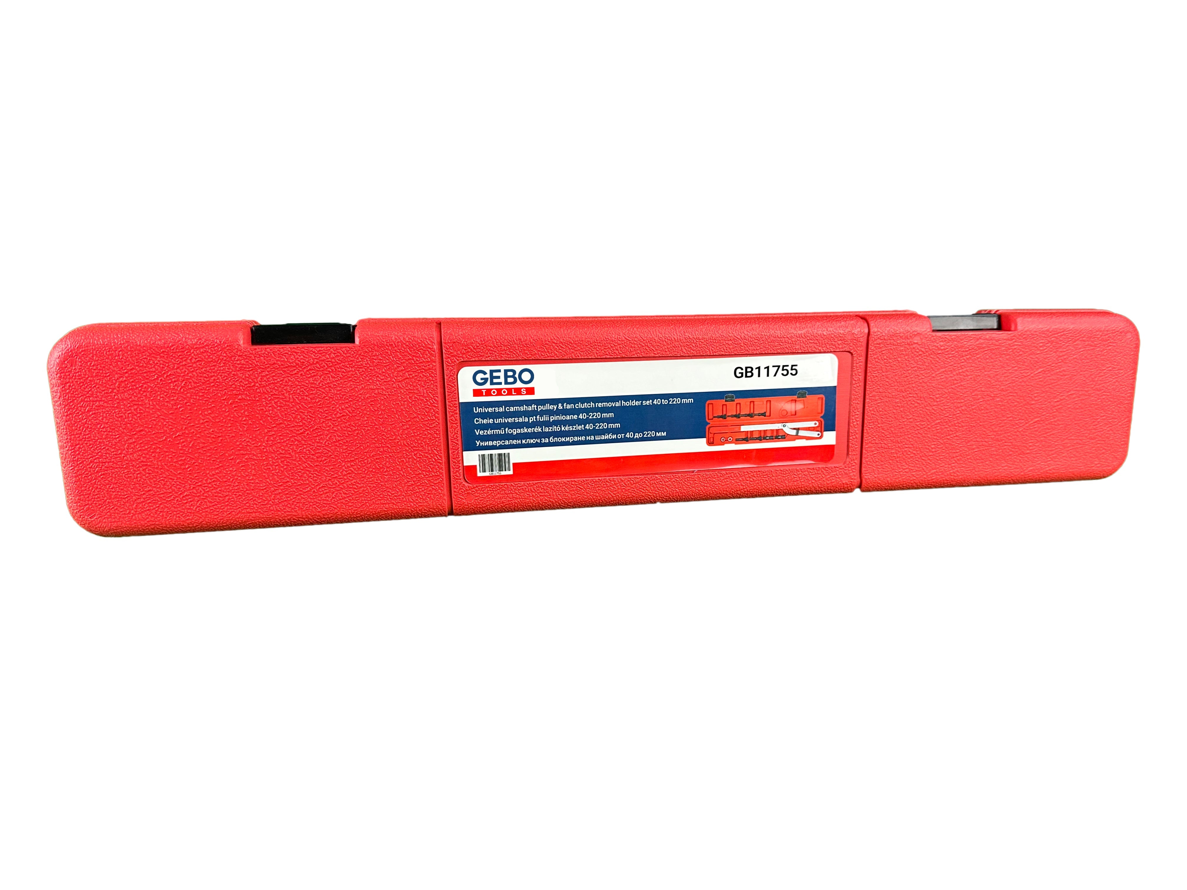 Set attrezzi chiave controsupporto per albero a camme 40–220 mm con 4 set di bulloni di bloccaggio 6, 8, 10, 16 mm con custodia, kit di chiavi a leva per il bloccaggio degli ingranaggi della distribuzione e degli alberi a camme, marca Gebo Tools