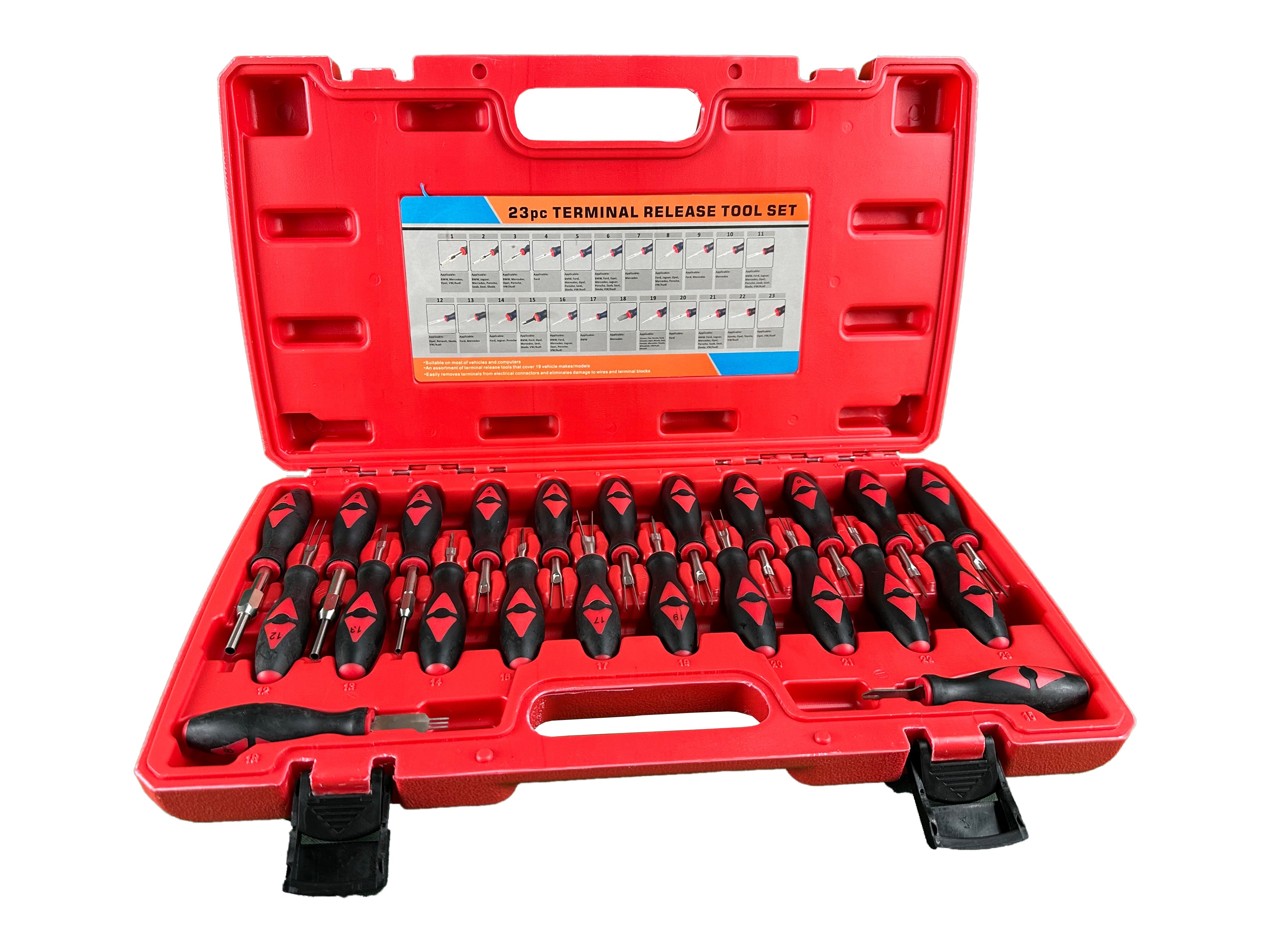 23pcs kit di strumenti di rimozione terminale per auto, cablaggio elettrico automatico, connettore a crimpare, pin estrattore per terminali del connettore, smontaggio dei cavi dell'auto, per fili e capicorda, Gebo Tools