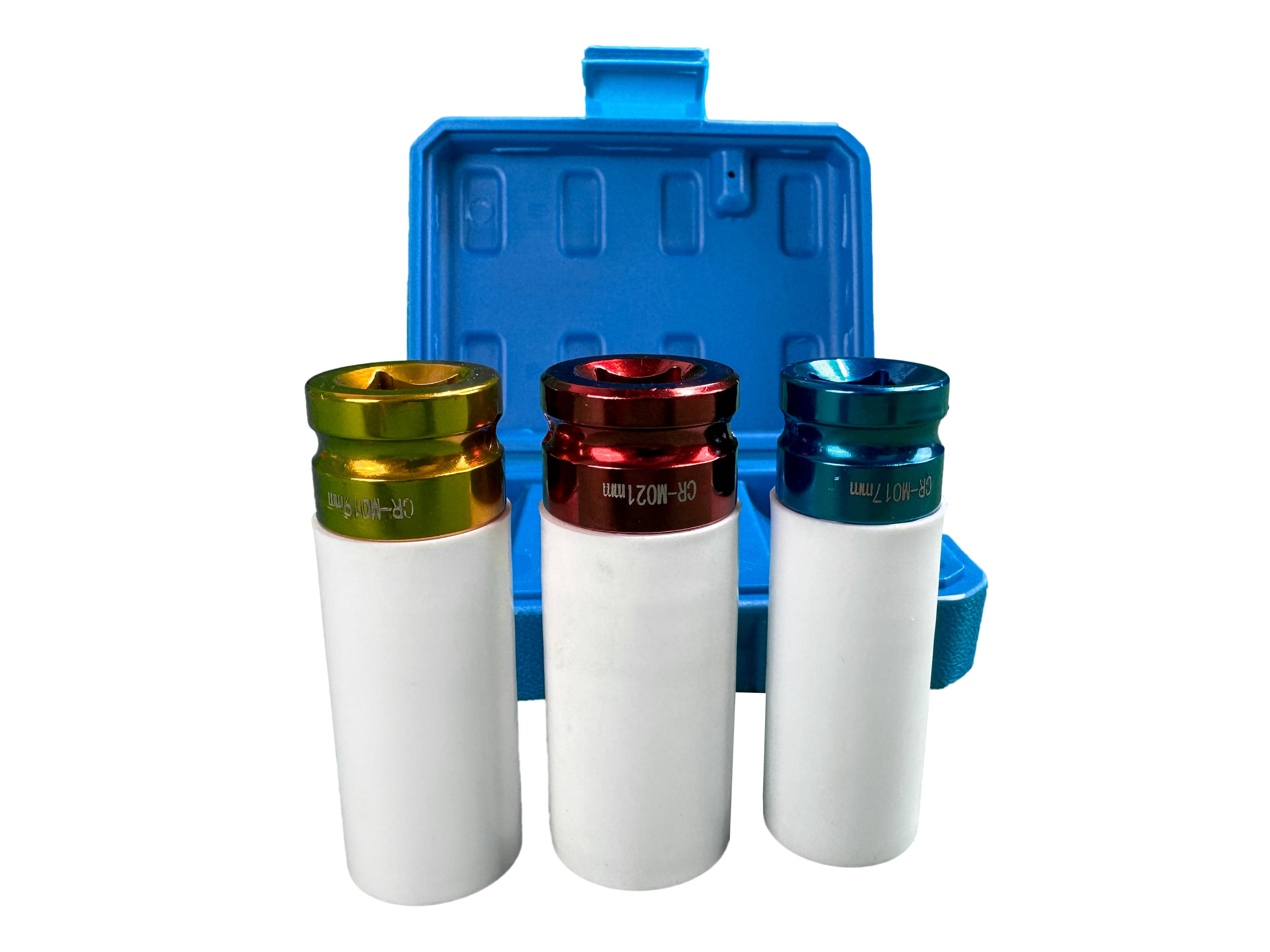 Set di 3 chiavi a bussola per cerchi in lega per avvitatore a impulsi, da 17 mm - 19 mm - 21 mm Gebo Tools