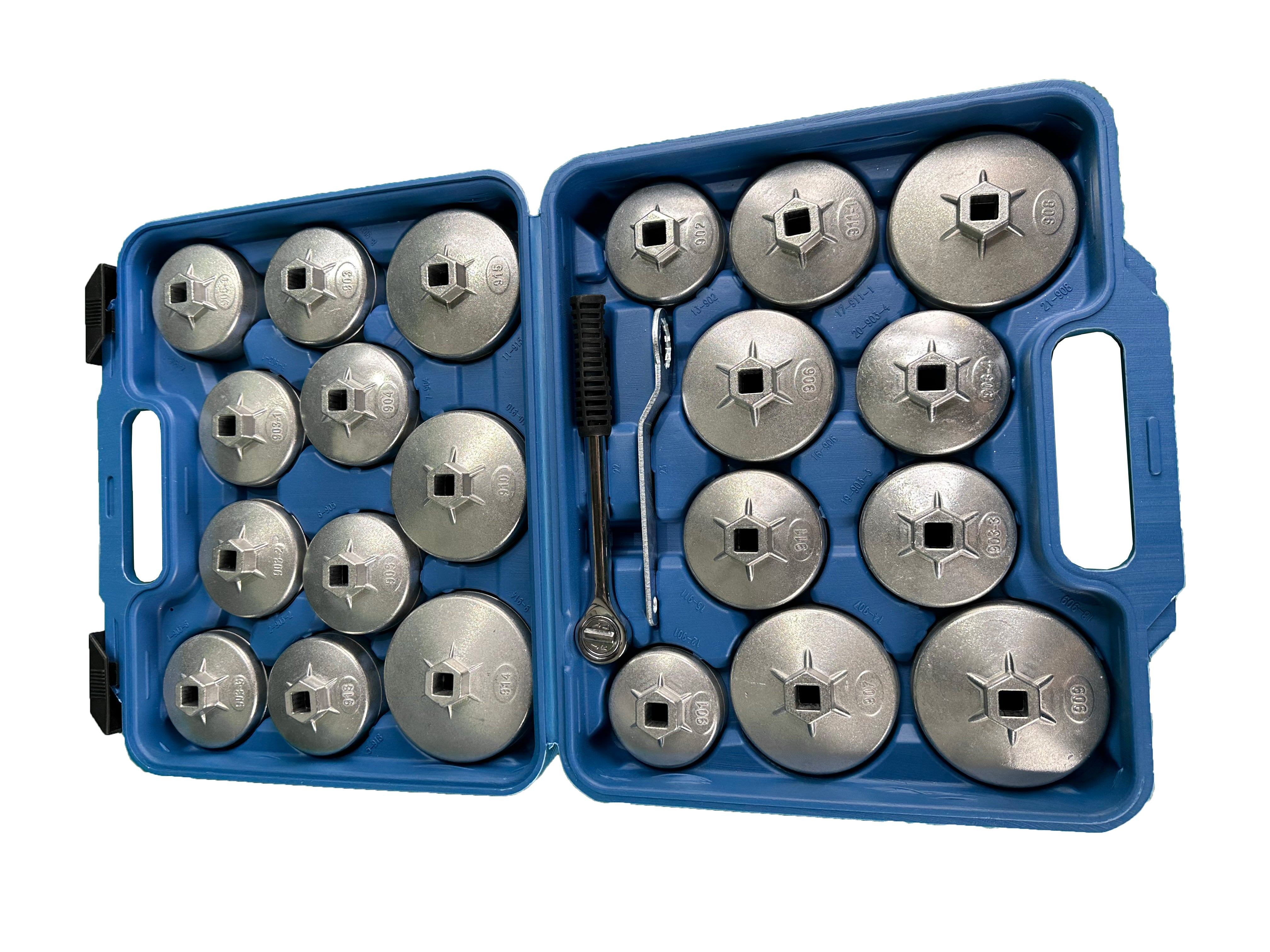 Set di chiavi per filtro olio 23 pezzi, 1/2" pollice, 27 mm, strumento di rimozione della presa del filtro dell'olio in alluminio per garage auto riparazione con custodia portaoggetti, Gebo Tools