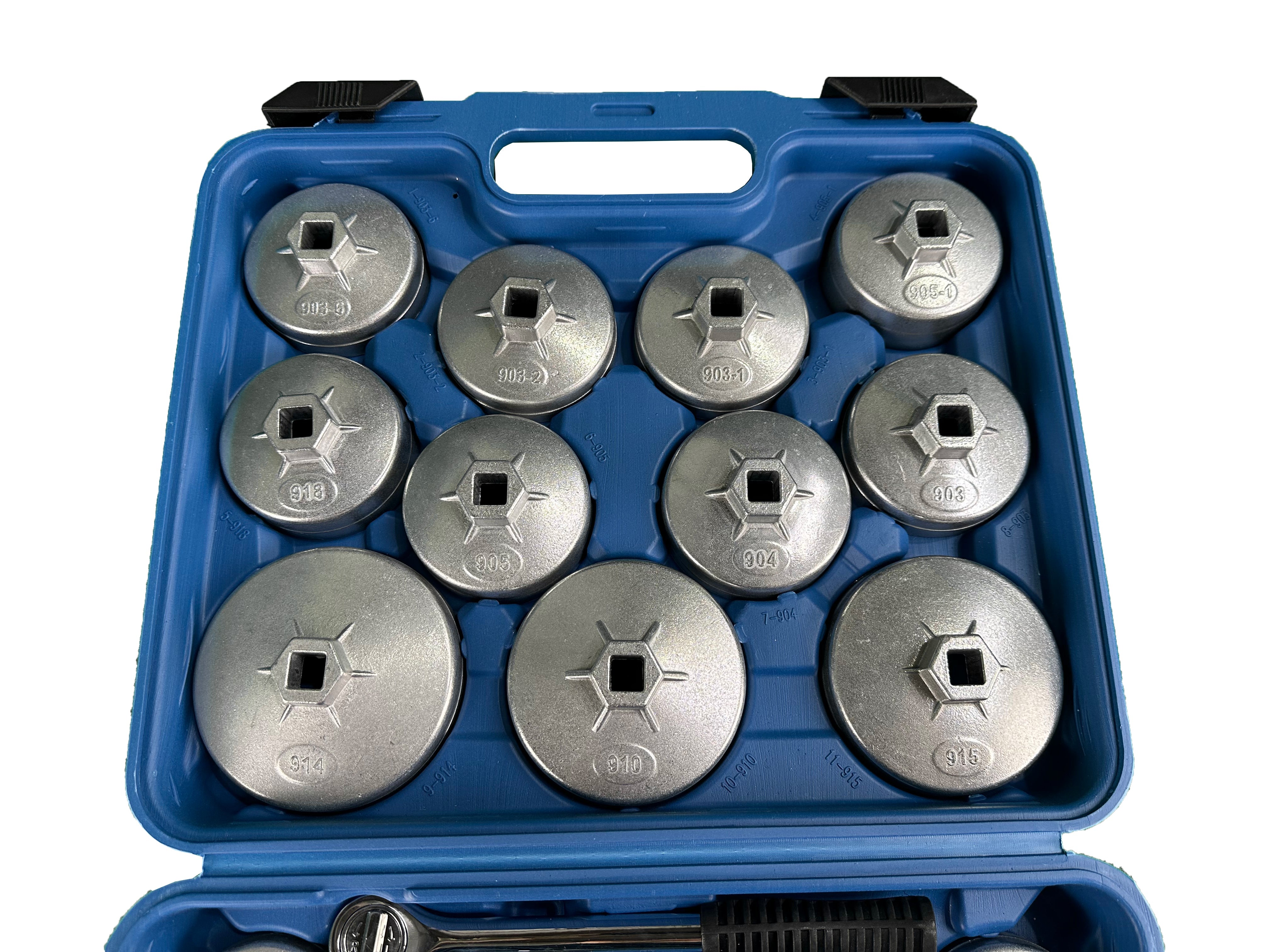 Set di chiavi per filtro olio 23 pezzi, 1/2" pollice, 27 mm, strumento di rimozione della presa del filtro dell'olio in alluminio per garage auto riparazione con custodia portaoggetti, Gebo Tools