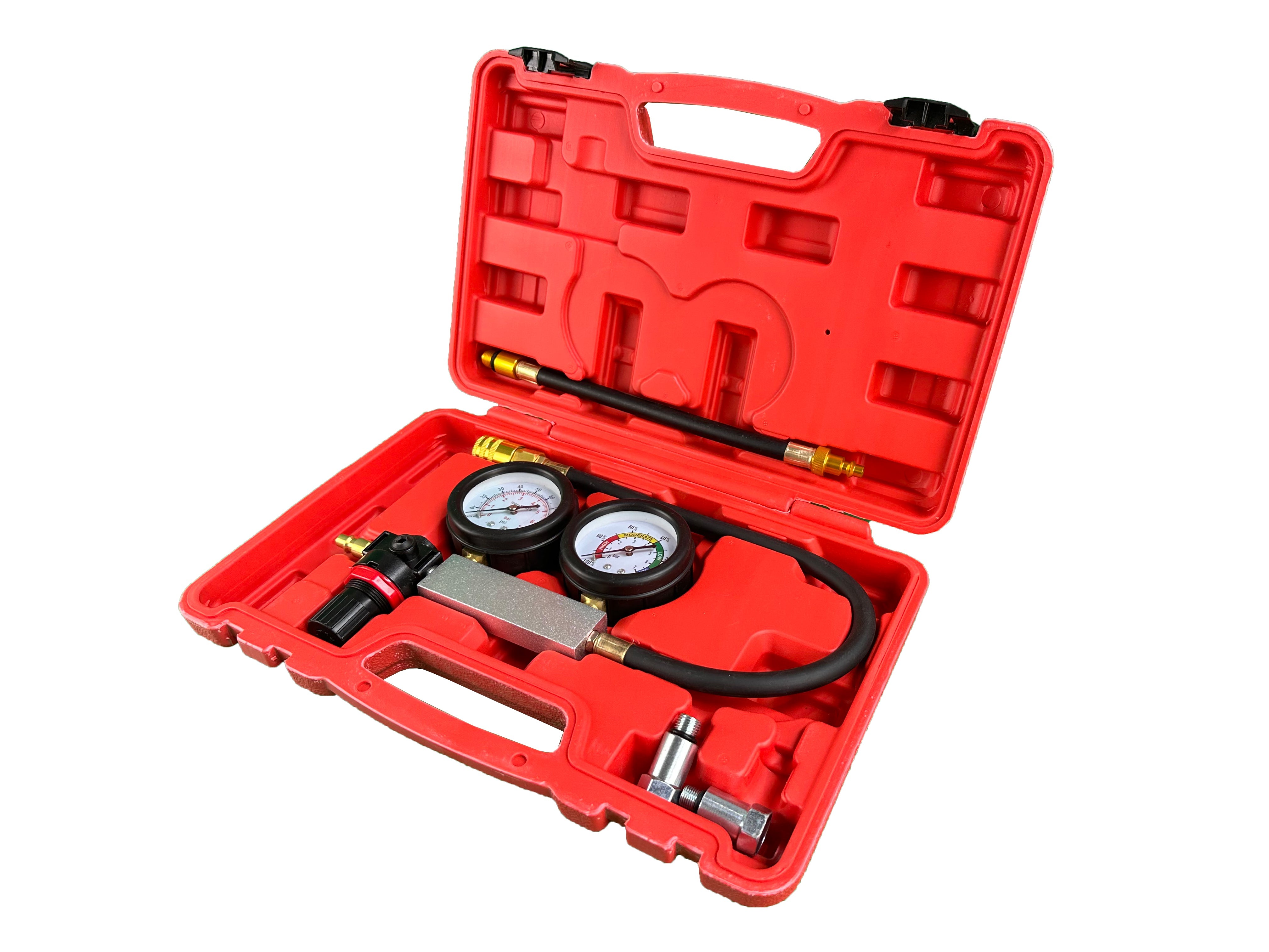 Kit test di perdite nei cilindri, include tester di compressione del motore con doppio manometro per controllo pressione e tasso di perdita,Gebo Tools