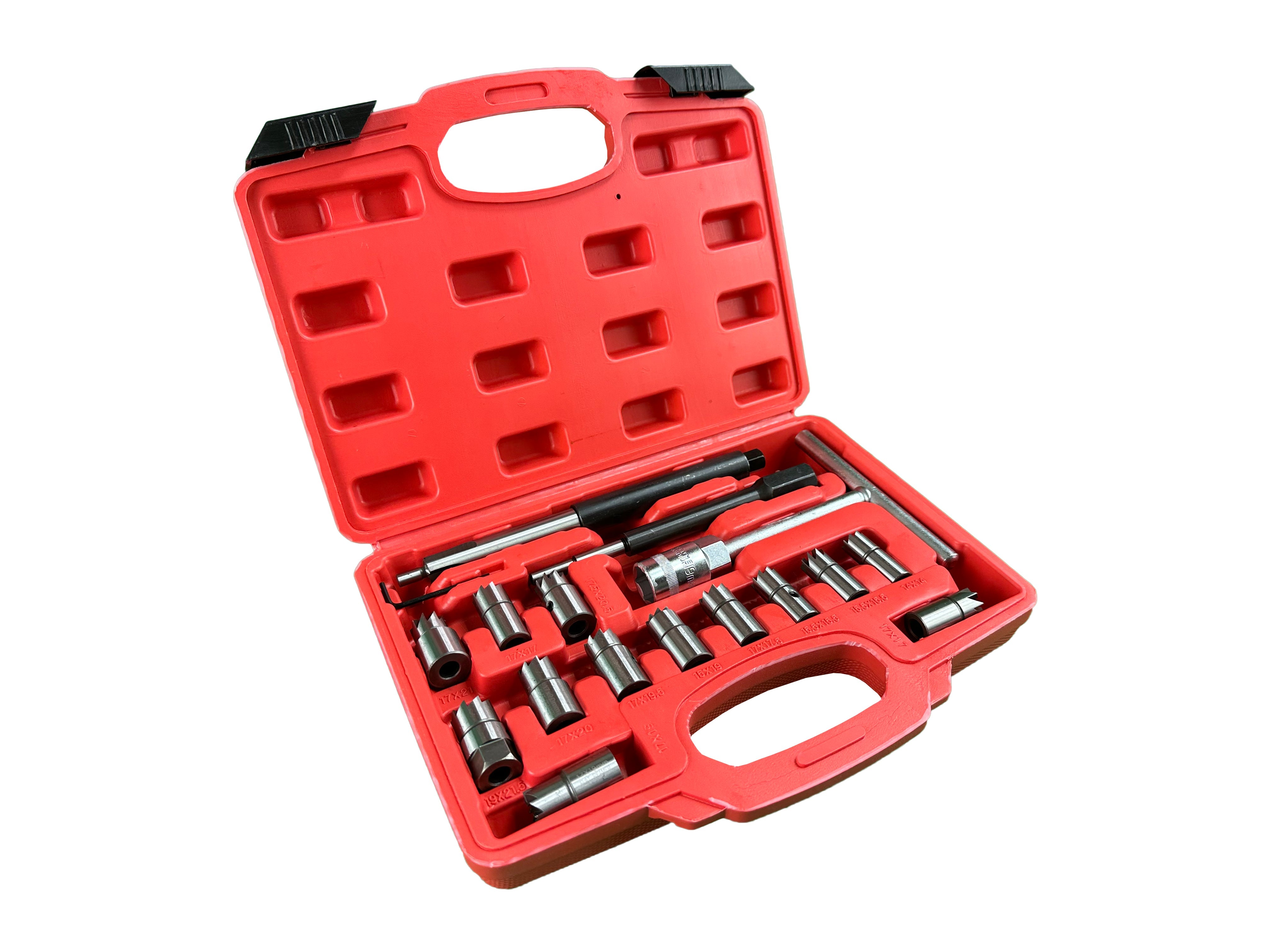 Set professionale 17 pezzi per sedi di iniettori diesel, strumento per la rimozione del carbonio, kit frese per la pulizia interna sedi iniettori, Gebo Tools
