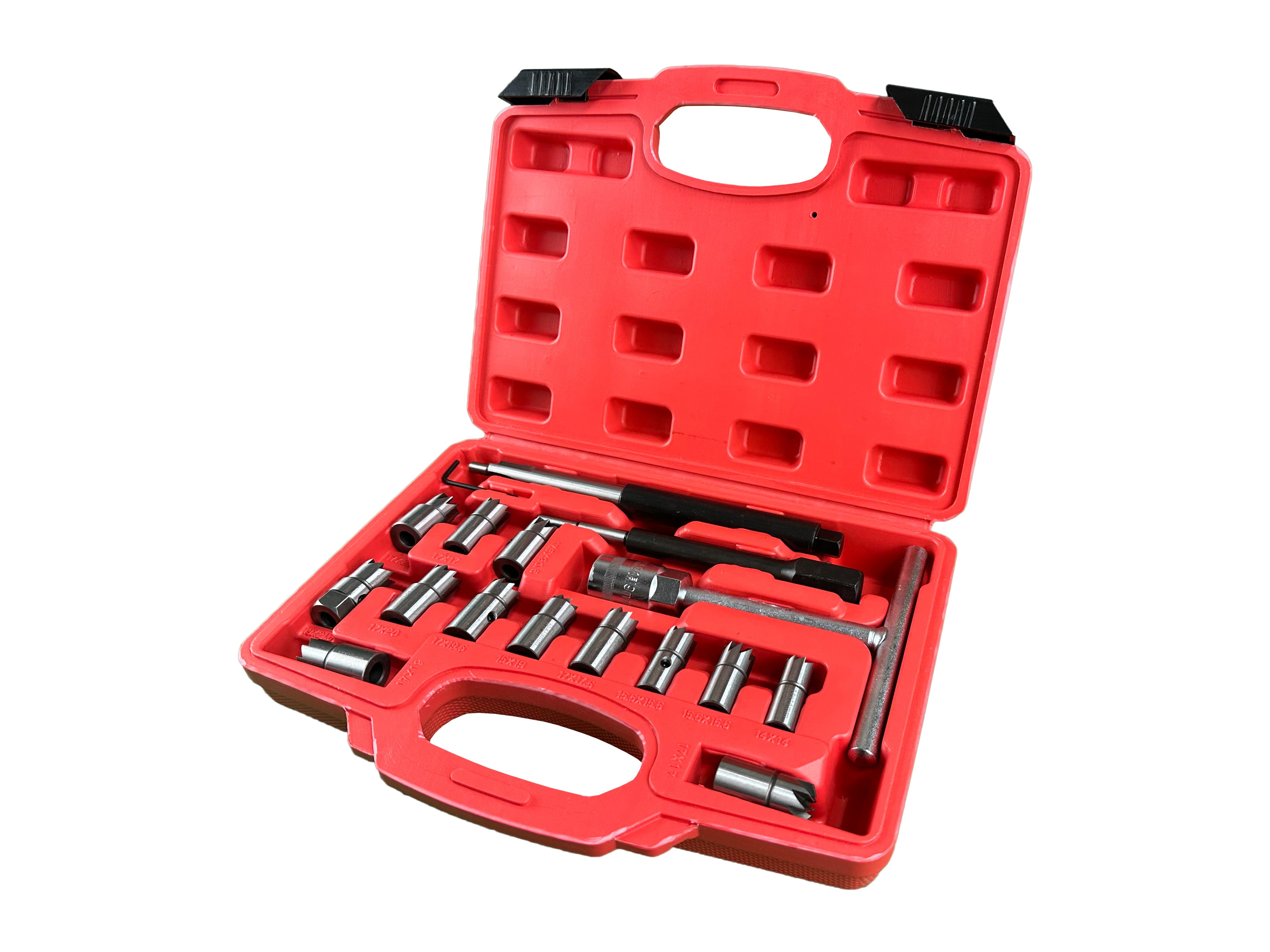 Set professionale 17 pezzi per sedi di iniettori diesel, strumento per la rimozione del carbonio, kit frese per la pulizia interna sedi iniettori, Gebo Tools