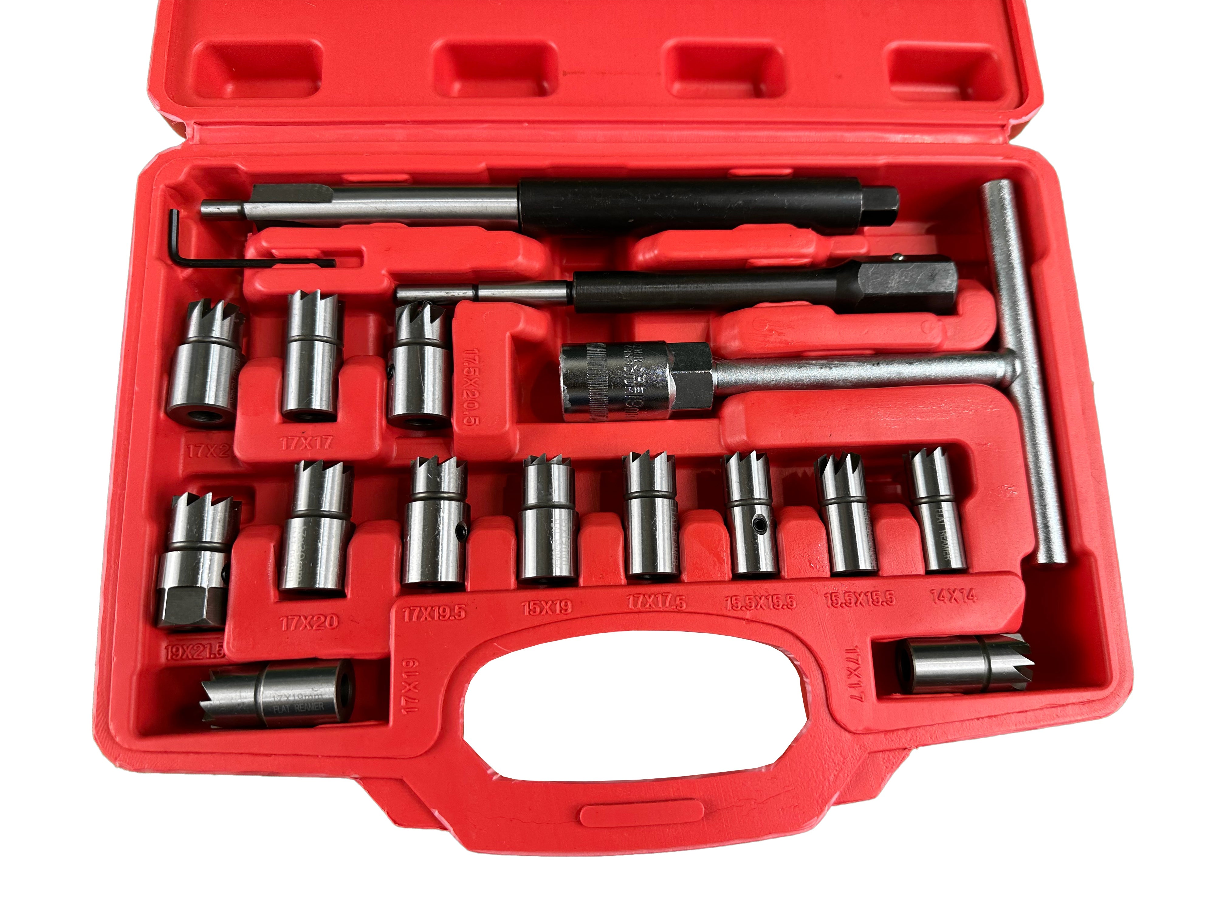 Set professionale 17 pezzi per sedi di iniettori diesel, strumento per la rimozione del carbonio, kit frese per la pulizia interna sedi iniettori, Gebo Tools