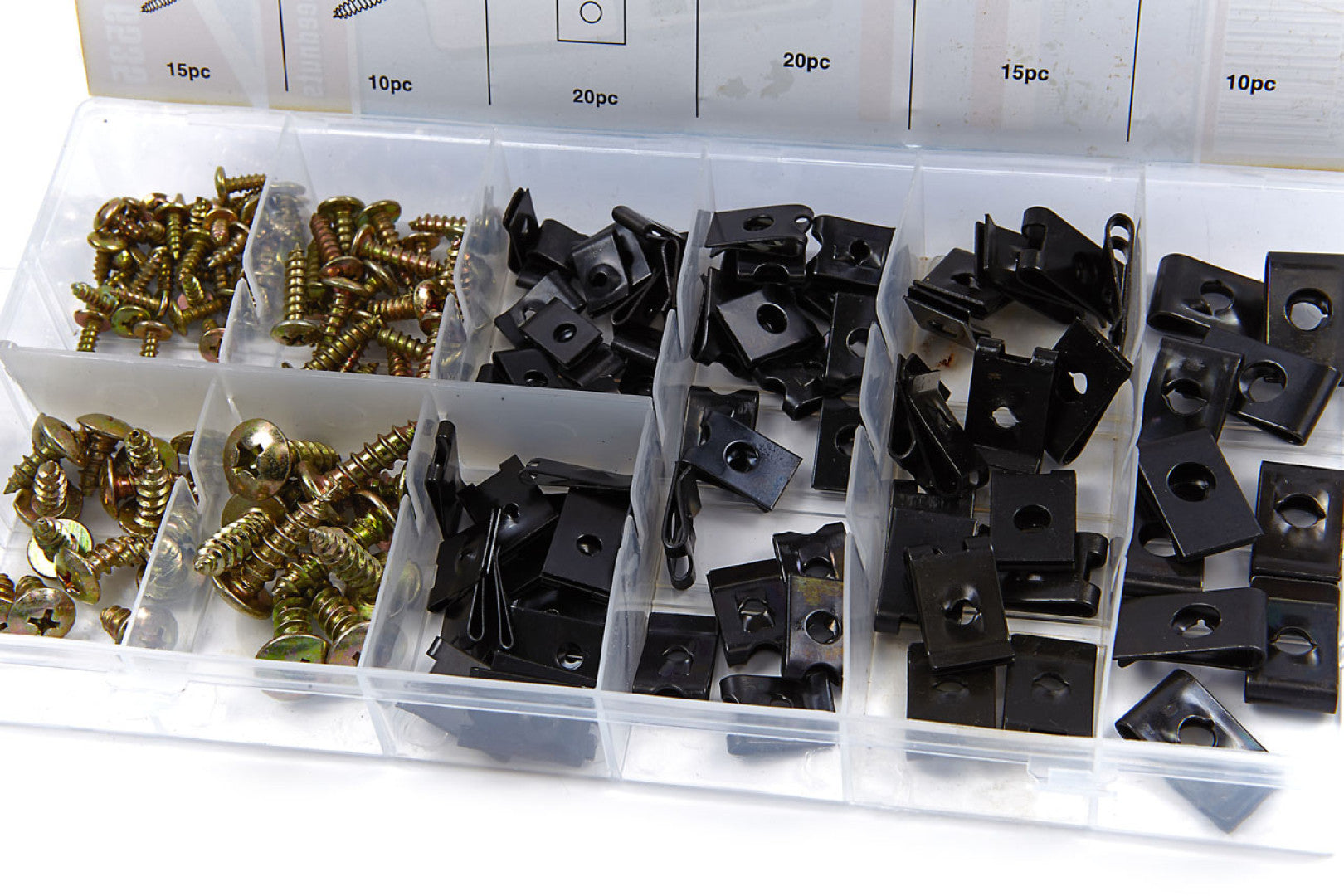 Kit assortimento di 170 pezzi vite per autoveicoli e auto U-clips, incluse 90 viti di autofilettante testa a croce, dadi a clip a U per carrozzeria panel auto viti carene bulloni di fissaggio