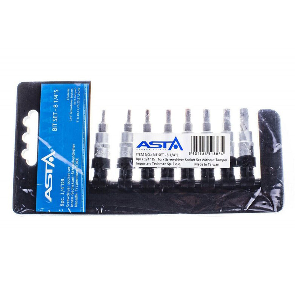 Set 8 chiavi a bussola Torx T8 - T40 con attacco 1/4" acciaio temprato, 8 pezzi