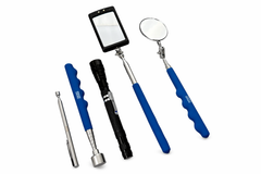 Attrezzi kit, specchio di ispezione telescopico, quadrato specchio con luce LED, manico telescopico per angolo visione extra, magnetico pickup, 5 pezzi, Gebo Tools