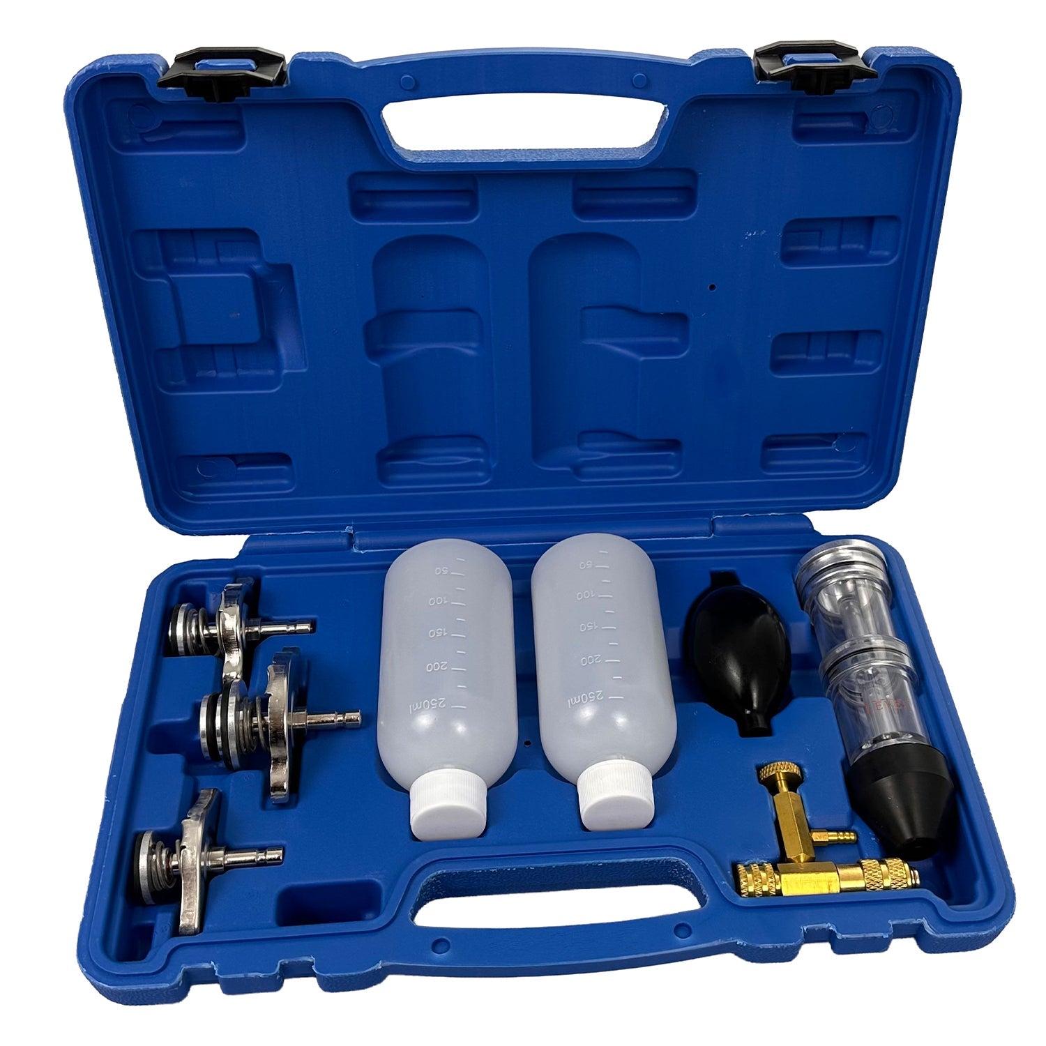 Verifica guarnizione testa cilindro tester perdite CO2 acqua di raffreddamento, kit test guarnizioni testata, tester liquido freni, kit tester perdite di combustione per auto, camion, trattori stradali, escavatori, con adattatori, Gebo Tools