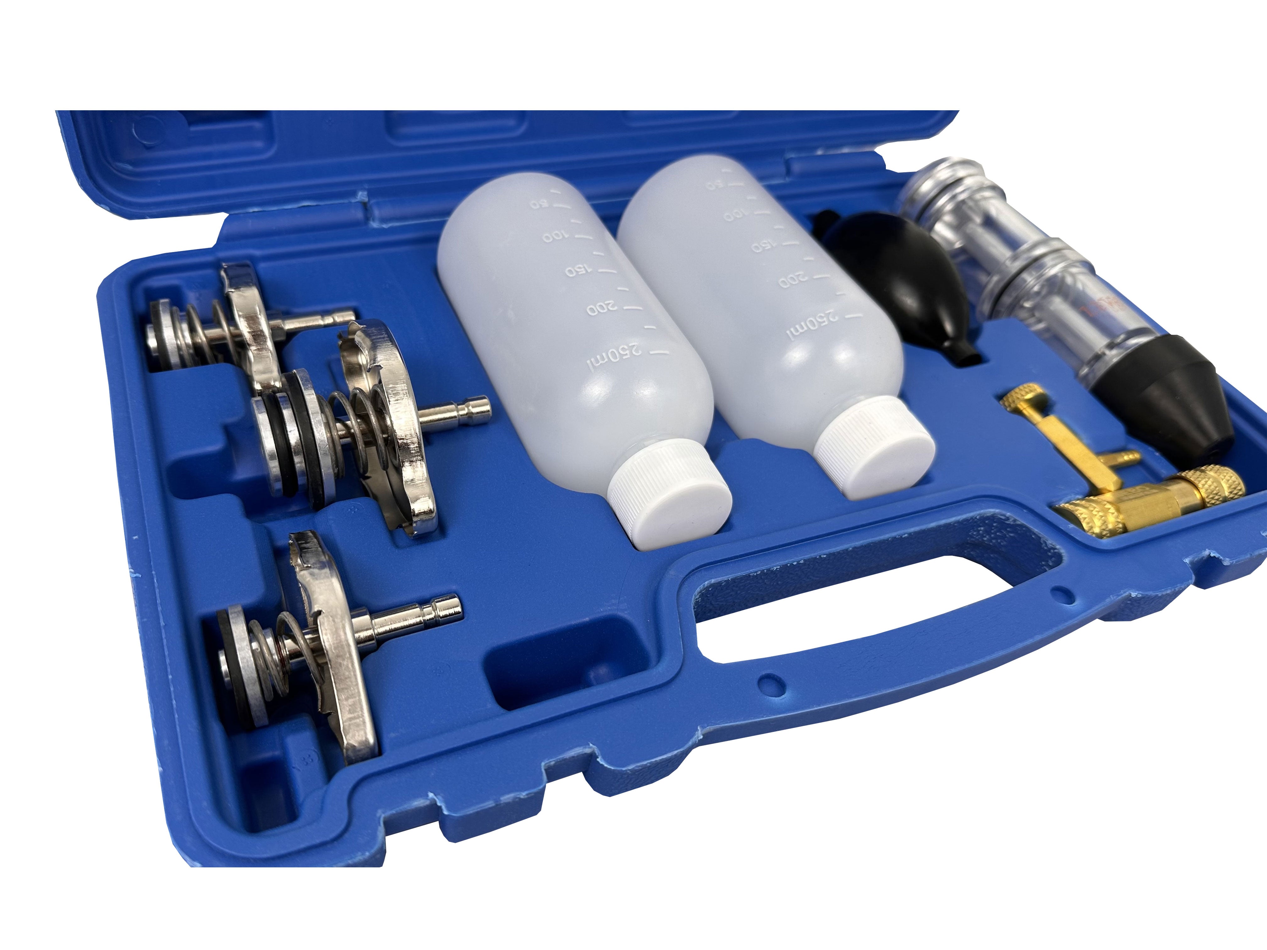 Verifica guarnizione testa cilindro tester perdite CO2 acqua di raffreddamento, kit test guarnizioni testata, tester liquido freni, kit tester perdite di combustione per auto, camion, trattori stradali, escavatori, con adattatori, Gebo Tools
