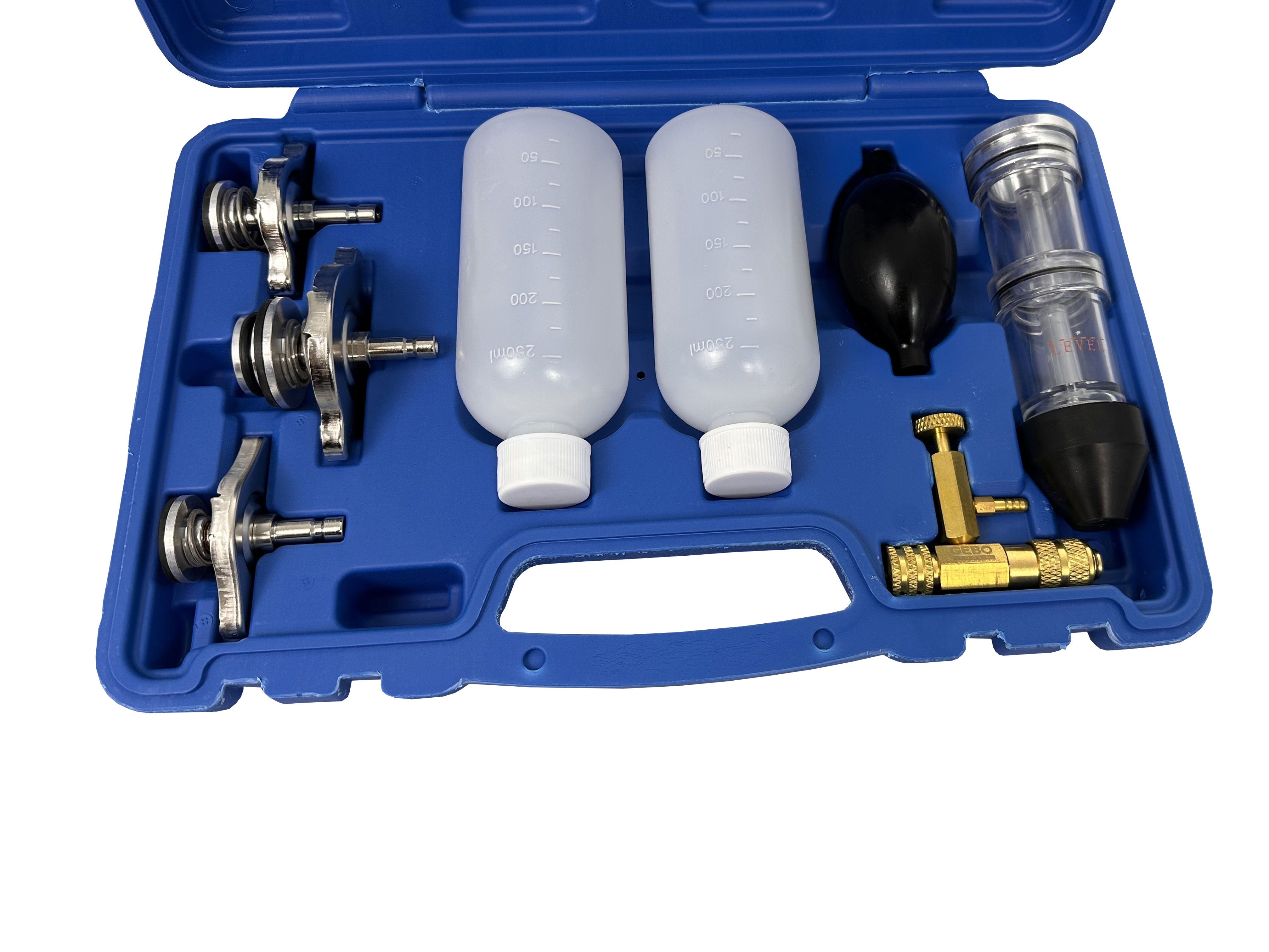Verifica guarnizione testa cilindro tester perdite CO2 acqua di raffreddamento, kit test guarnizioni testata, tester liquido freni, kit tester perdite di combustione per auto, camion, trattori stradali, escavatori, con adattatori, Gebo Tools
