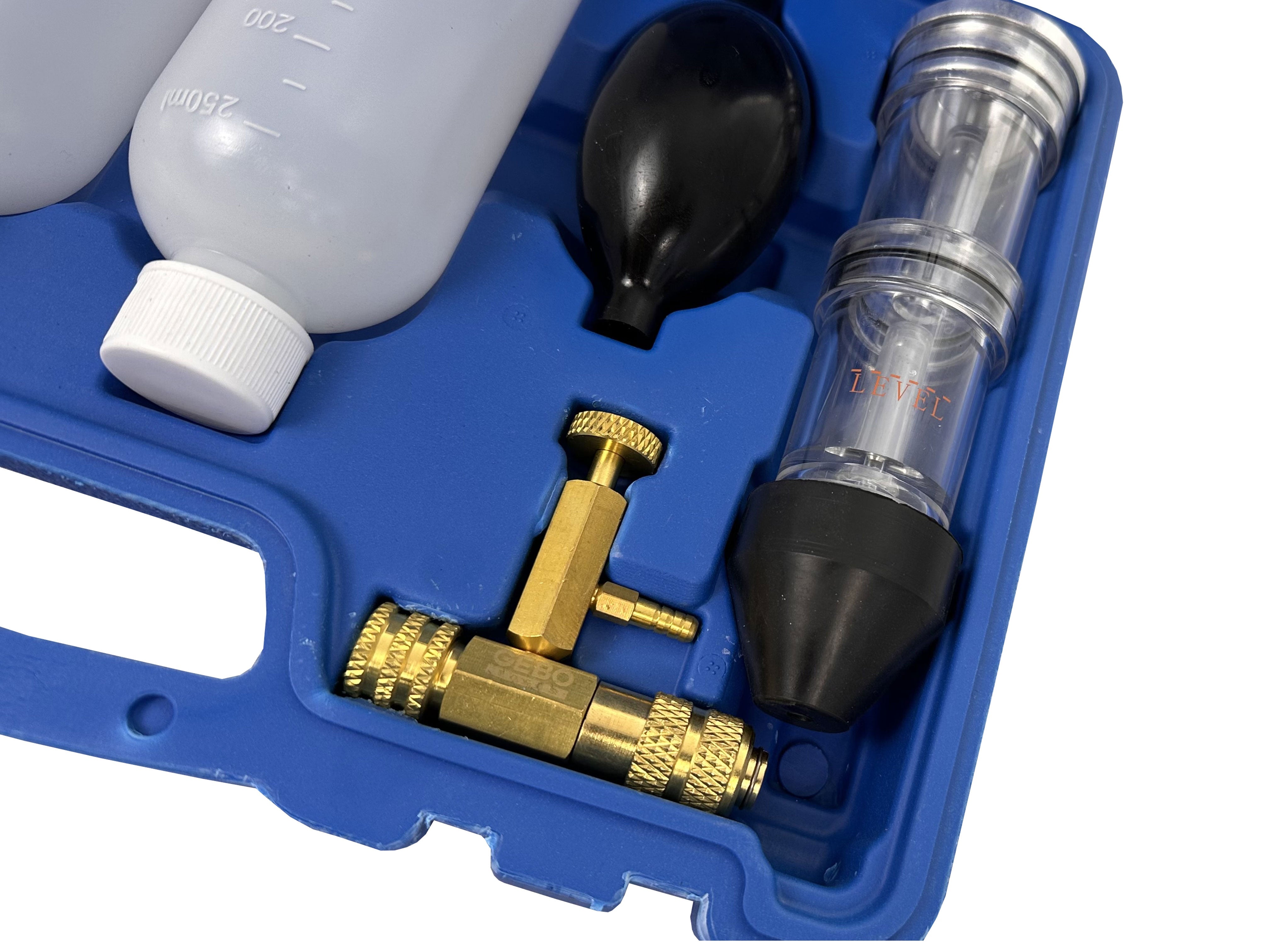 Verifica guarnizione testa cilindro tester perdite CO2 acqua di raffreddamento, kit test guarnizioni testata, tester liquido freni, kit tester perdite di combustione per auto, camion, trattori stradali, escavatori, con adattatori, Gebo Tools
