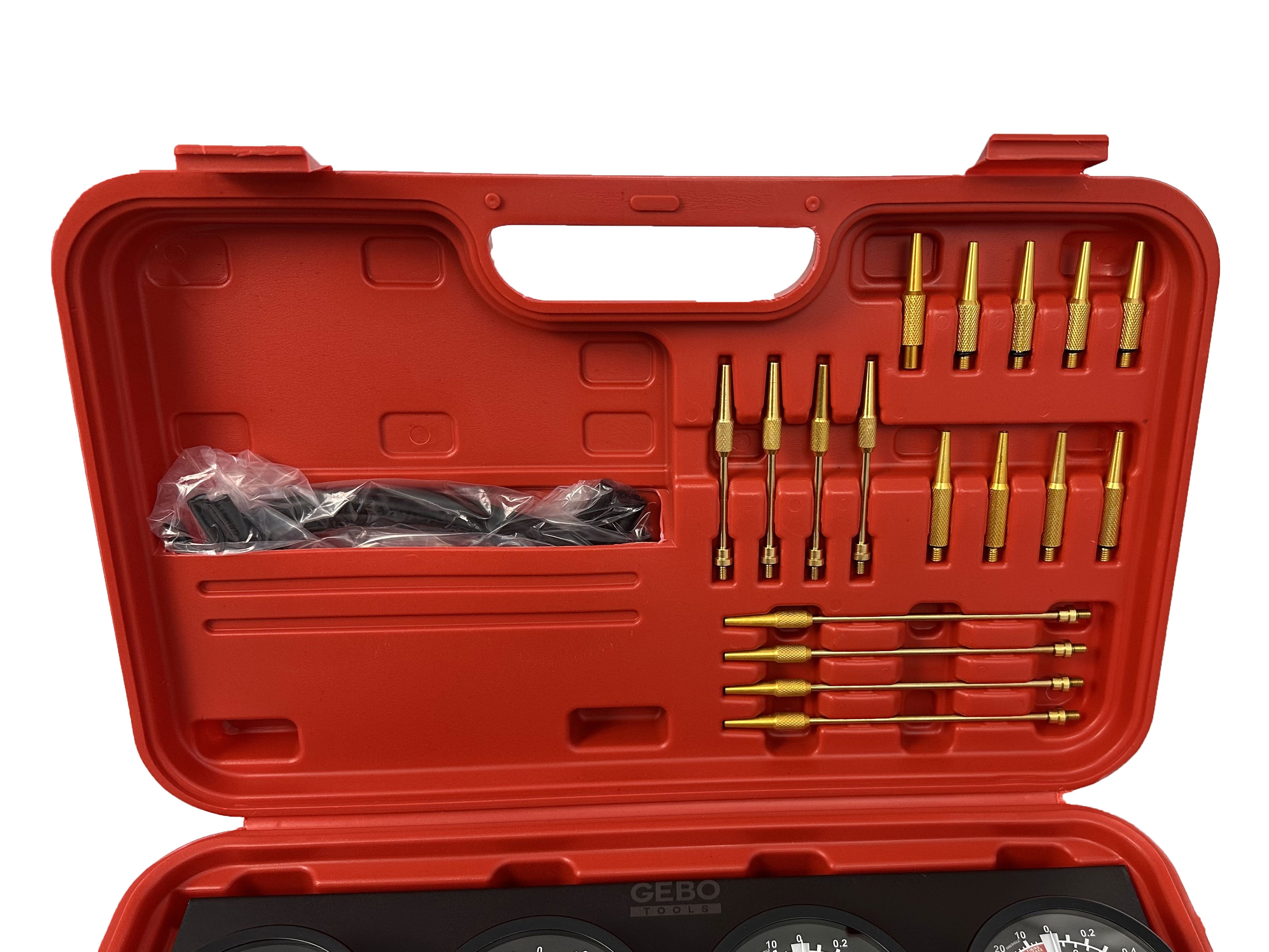 Tester pressione carburante per auto moto, sincronizzatore carburatore per vuoto set di strumenti con adattatore e 4 manometro, Gebo Tools