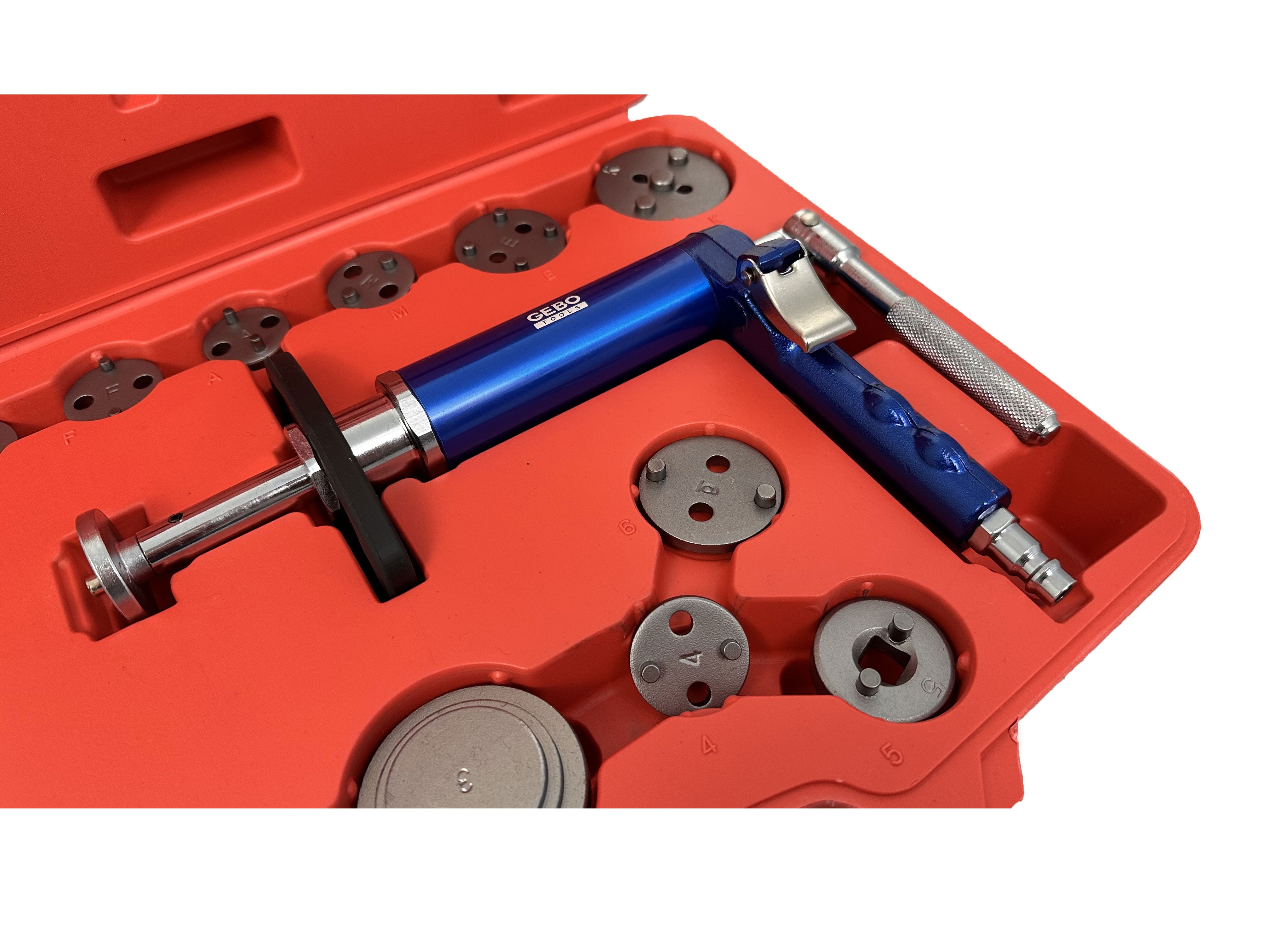 Pressa pneumatica per pistoncini freni ,kit 16 pezzi,Gebo Tools