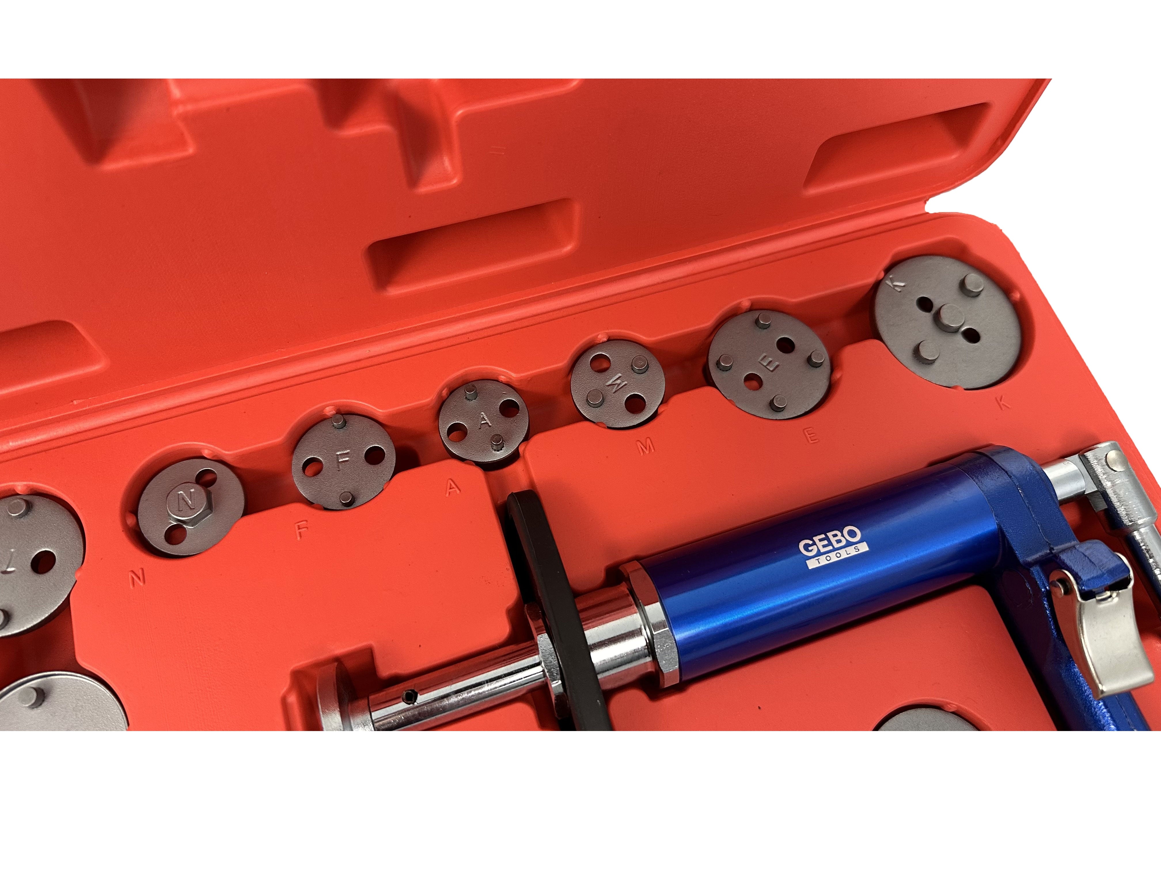 Pressa pneumatica per pistoncini freni ,kit 16 pezzi,Gebo Tools
