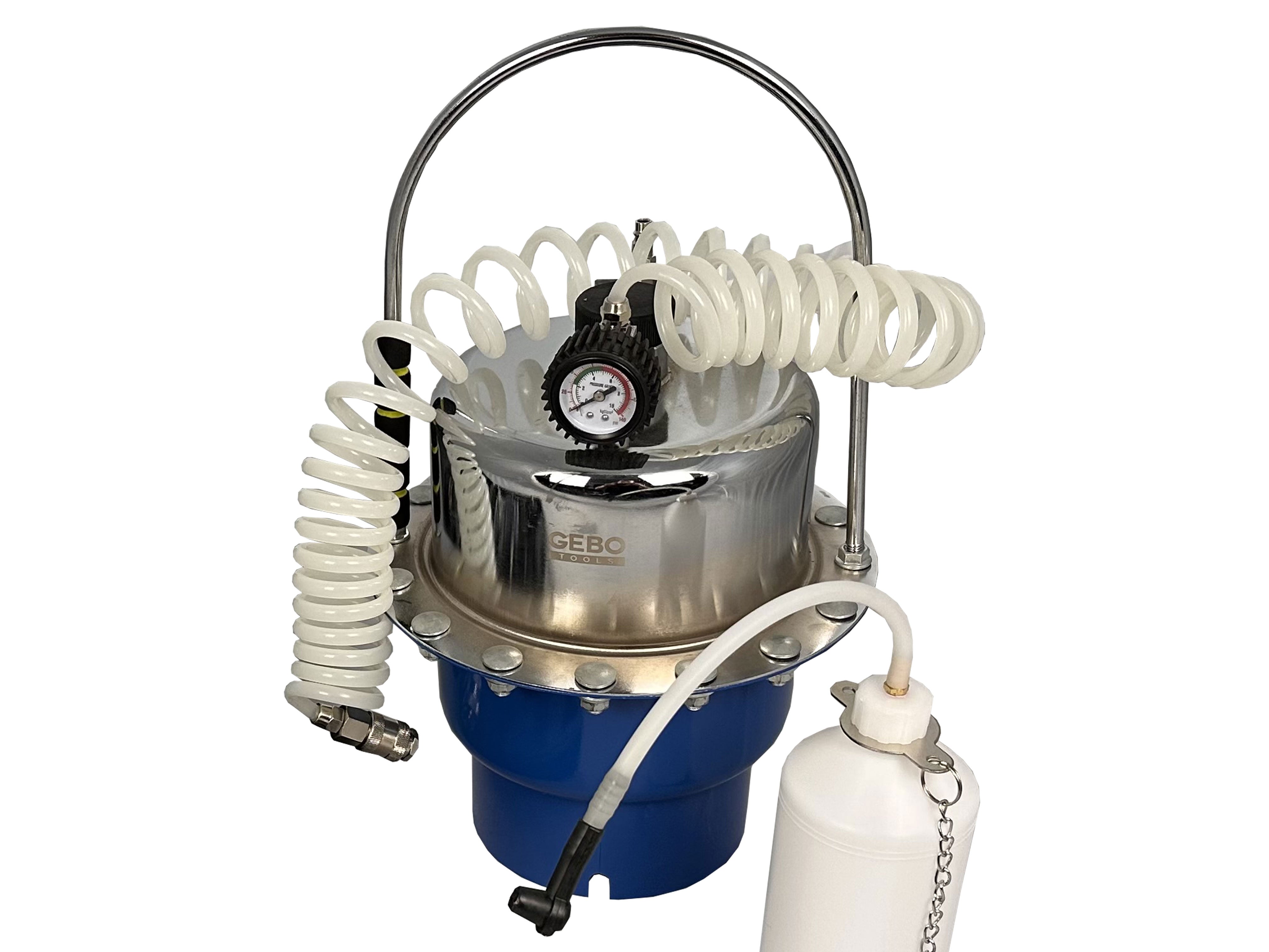 Spurgo freni auto e spurgo liquido freni con adattatori universale, pompa per spurgo multimarca, dispositivo per spurgo sistema dei freni, Gebo Tools