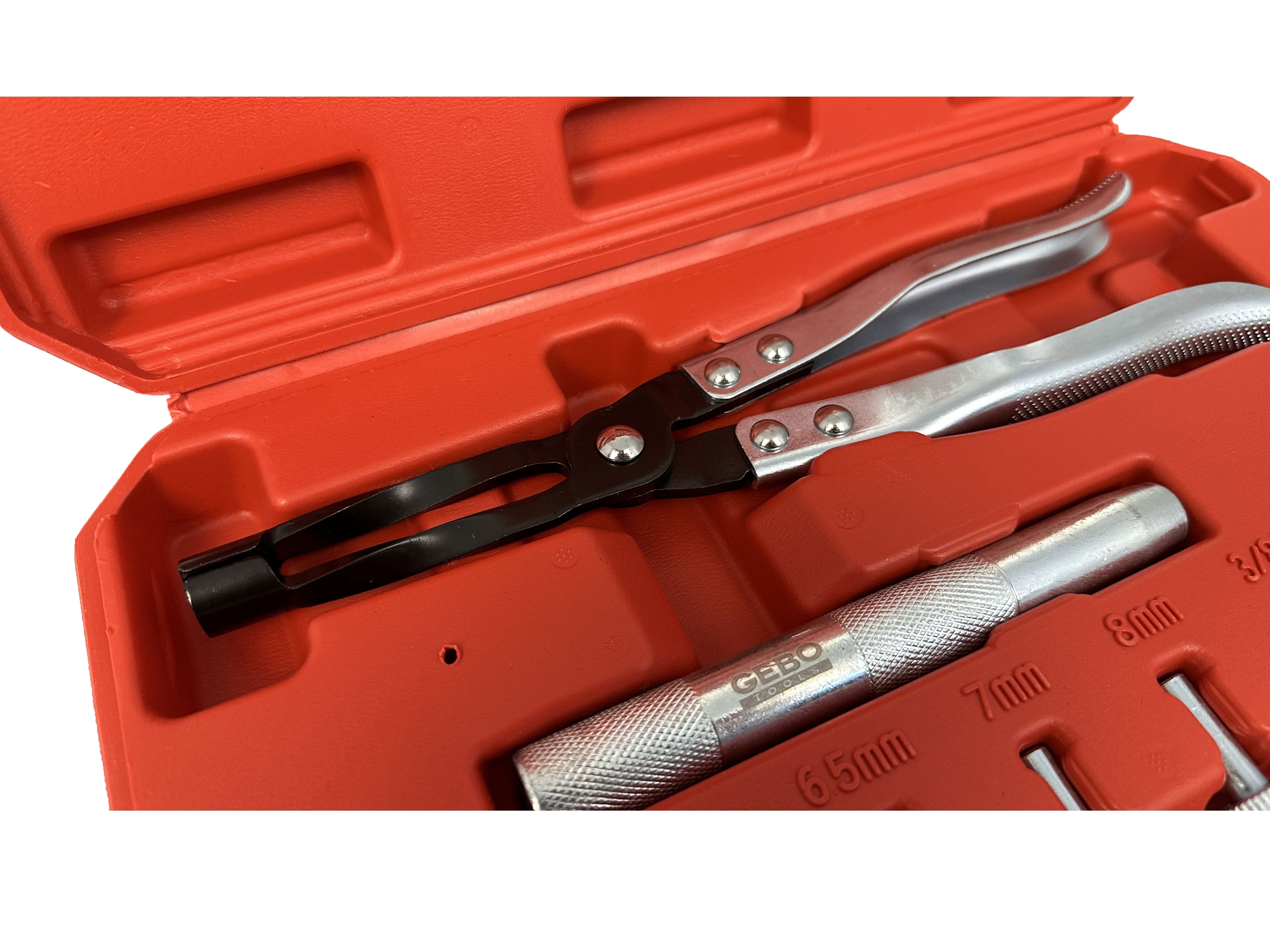 Kit di pinze e adattatori per rimozione-sostituzione-installazione guarnizioni valvole, 11 pezzi Gebo Tools
