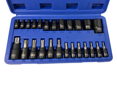 Set di 25 chiavi a bussola Torx E4-E20 T8-T60, inserti per chiave a bussole con punta, cassetta attrezzi, Gebo Tools