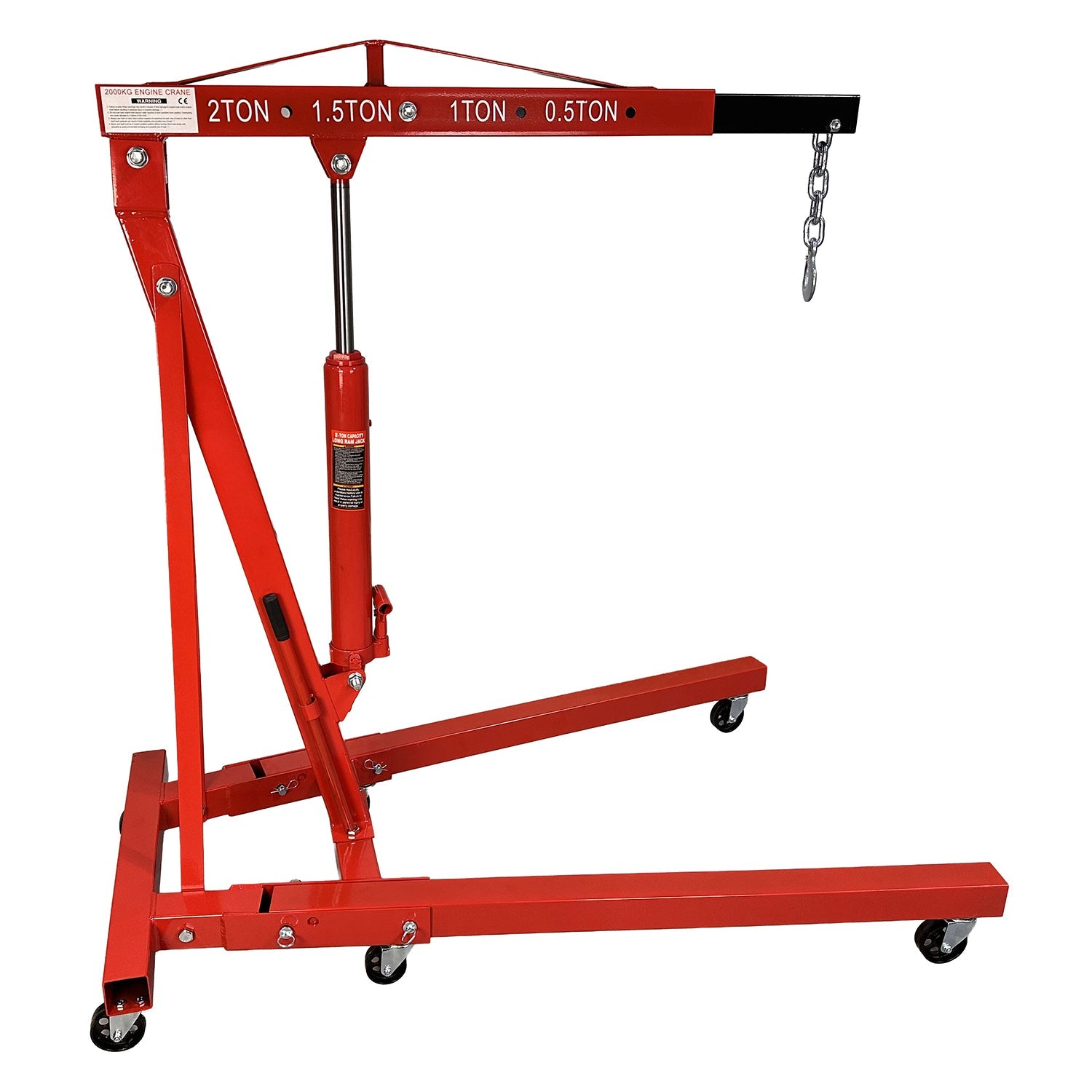 Gru idraulica pieghevole, 2 tonnellate, ideale per motori, gru idraulica maniglia pompa, gambe pieghevoli, paranco sollevatore cavalletto Gebo Tools