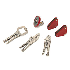 Set pinze autobloccanti in metallo, kit pinze saldatura morsetti da falegname a sgancio rapido -pinza autobloccante per fai da te e hobby, con squadra magnetica per saldatura, rosso, 6 pezzi premium HBM Machines Olanda