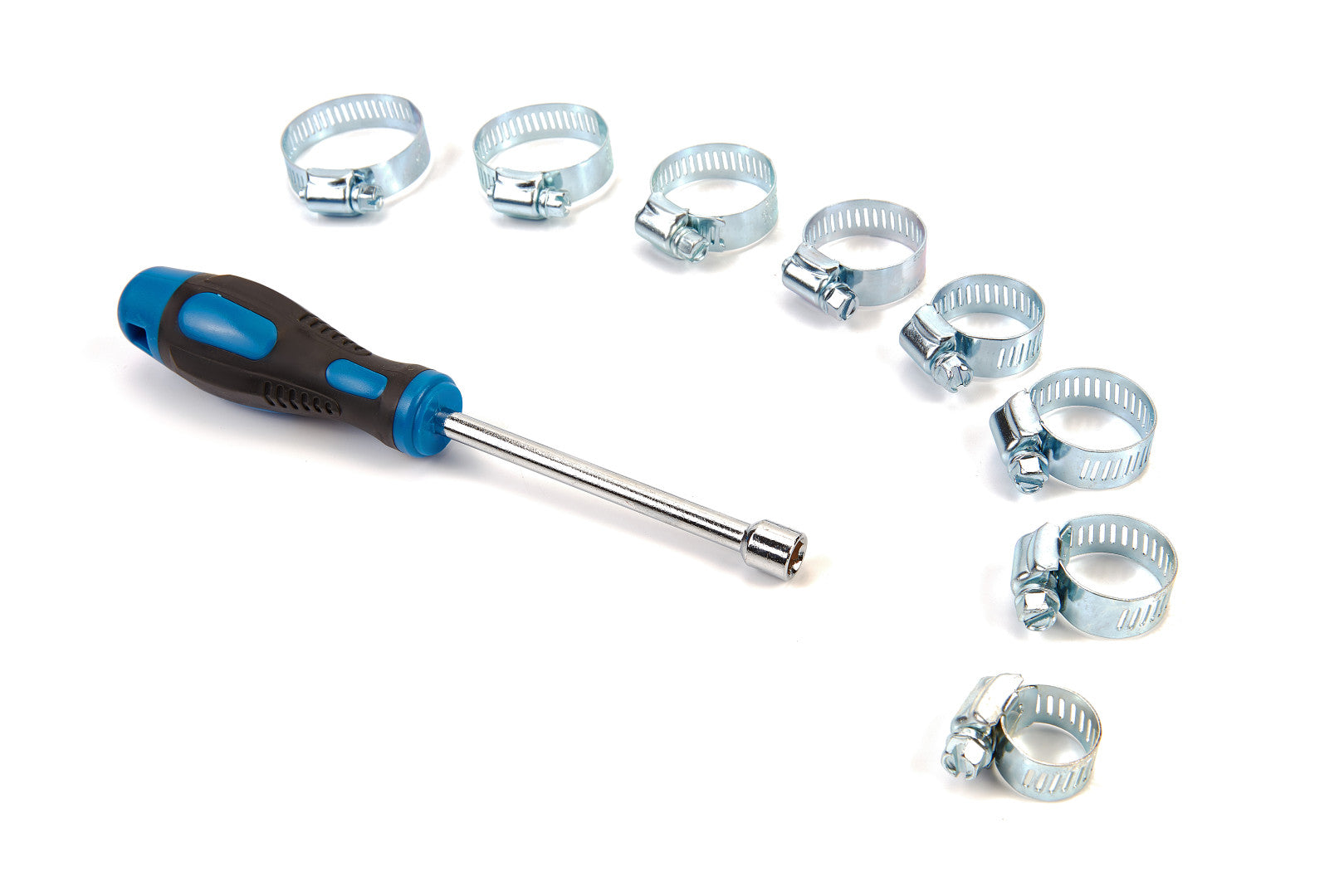 50 pezzi fascette stainless steel, set fascette regolabili per tubi gamma 7-44mm, assortimento di fascette stringitubi con cacciavite e custodia, 6 misure