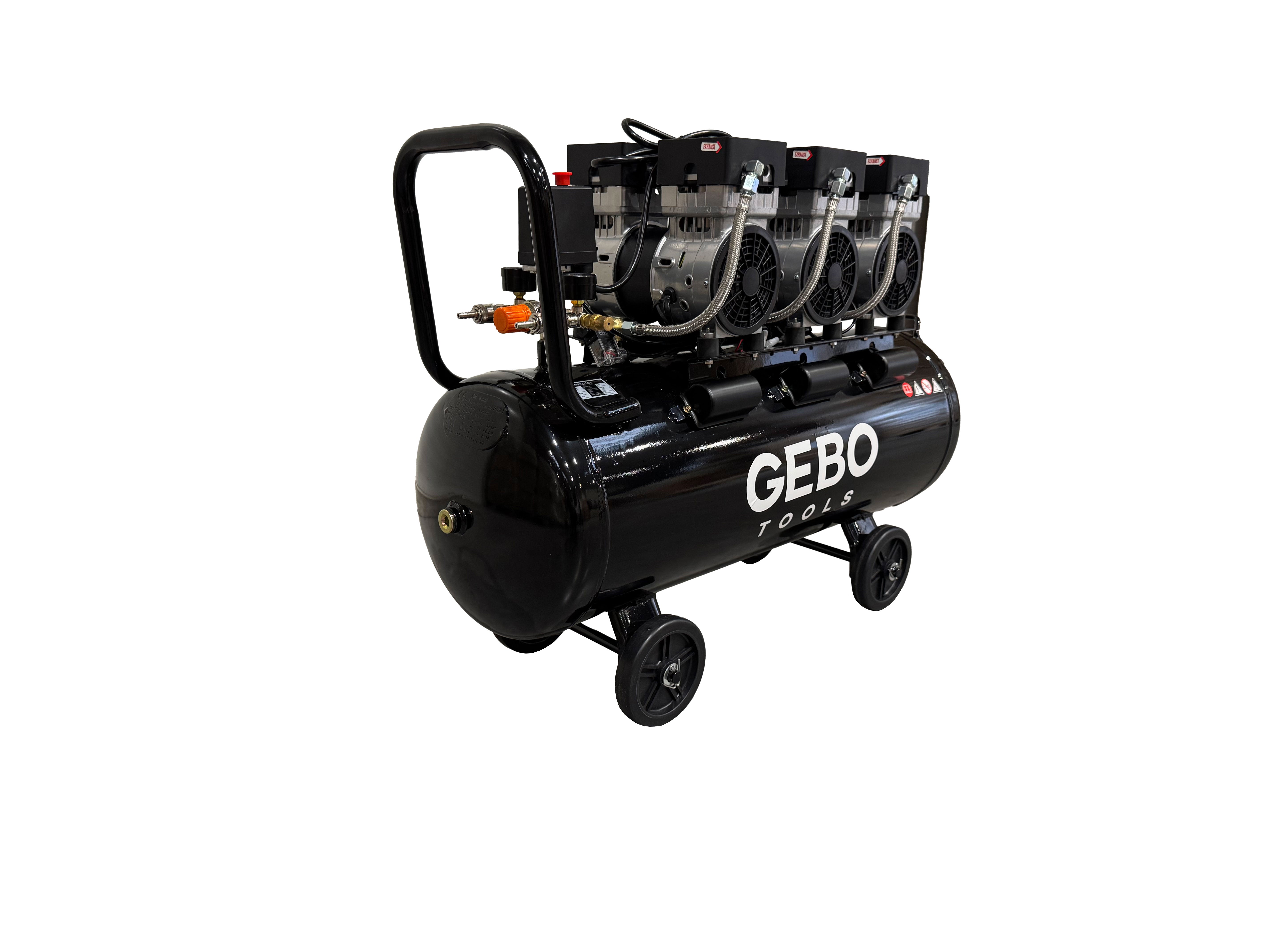 Compressore aria 220 V - compressore silenziato 8 bar - con capacità del serbatoio di 70 litri - senza olio, oil free - per utensili pneumatici, Gebo Tools