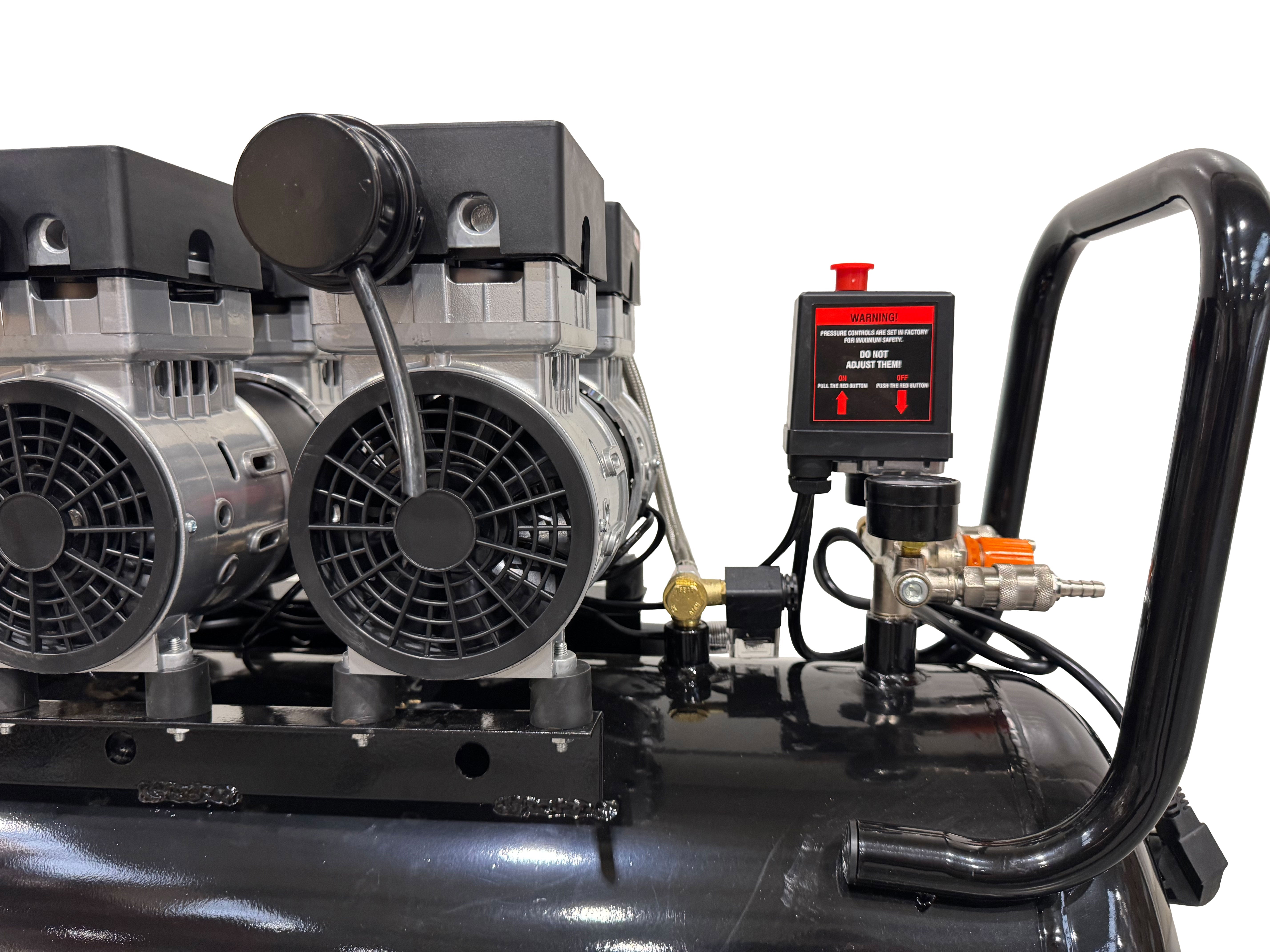 Compressore aria 220 V - compressore silenziato 8 bar - con capacità del serbatoio di 70 litri - senza olio, oil free - per utensili pneumatici, Gebo Tools