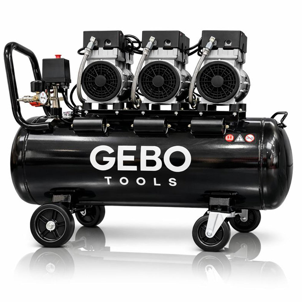 Compressore aria 220 V - silenziato 8 bar - con capacità del serbatoio di 70 litri - senza olio - per utensili pneumatici, Gebo Tools
