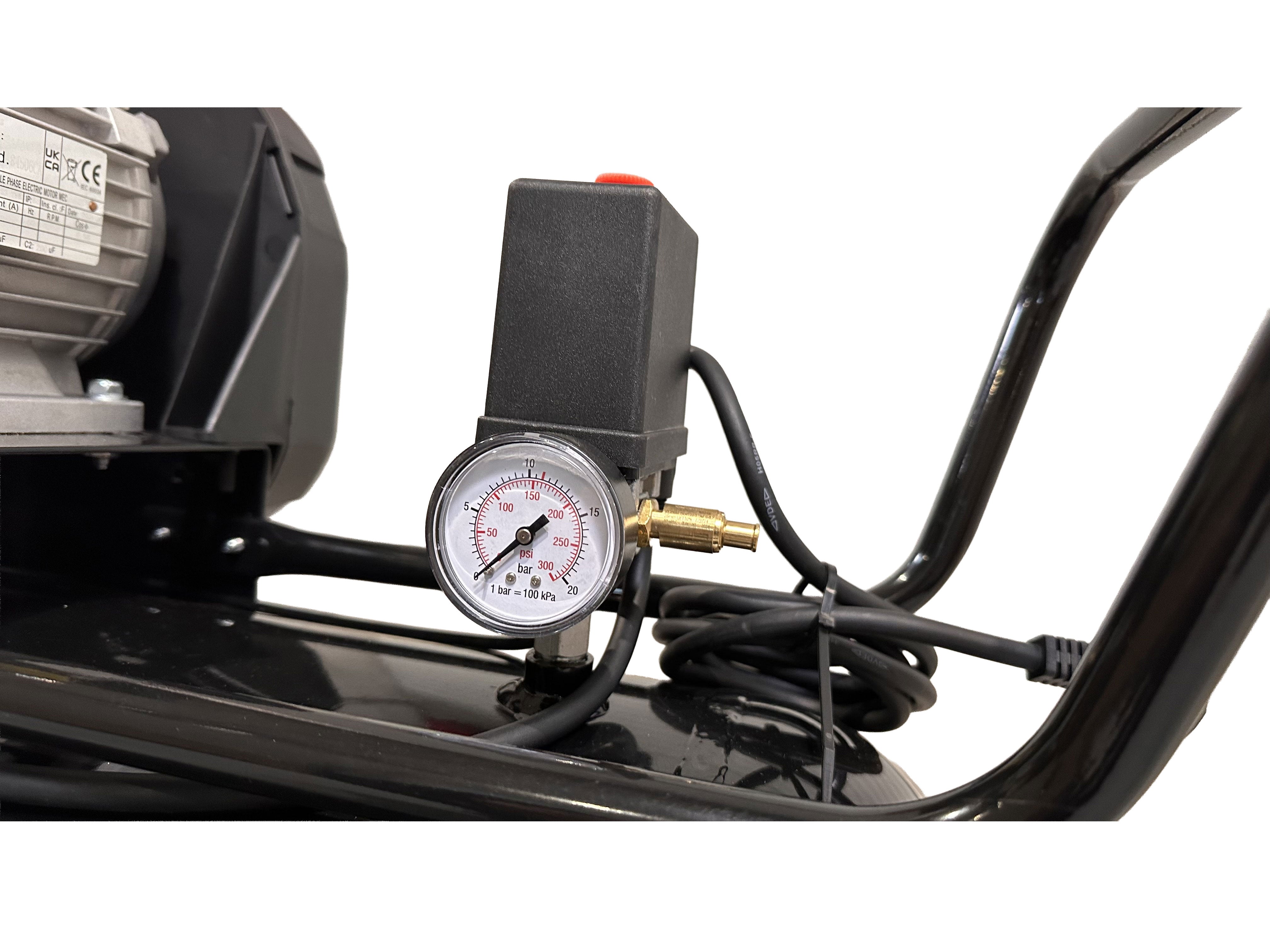 Compressore d'aria da 200 litri 3 HP 230 V, gonfiatore per pneumatici, kit di gonfiaggio per pneumatici da 40 l/min, pompa d'aria per auto, biciclette, palloni, materassi ad aria, barche gonfiabili con cavo alimentazione tubo aria manometro, Gebo Tools